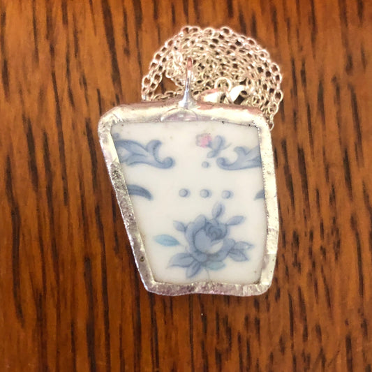 Broken Pottery Artisan Made Pendant Ekco International Made In Japan Plate Handcrafted Necklace 1 in x 1 in