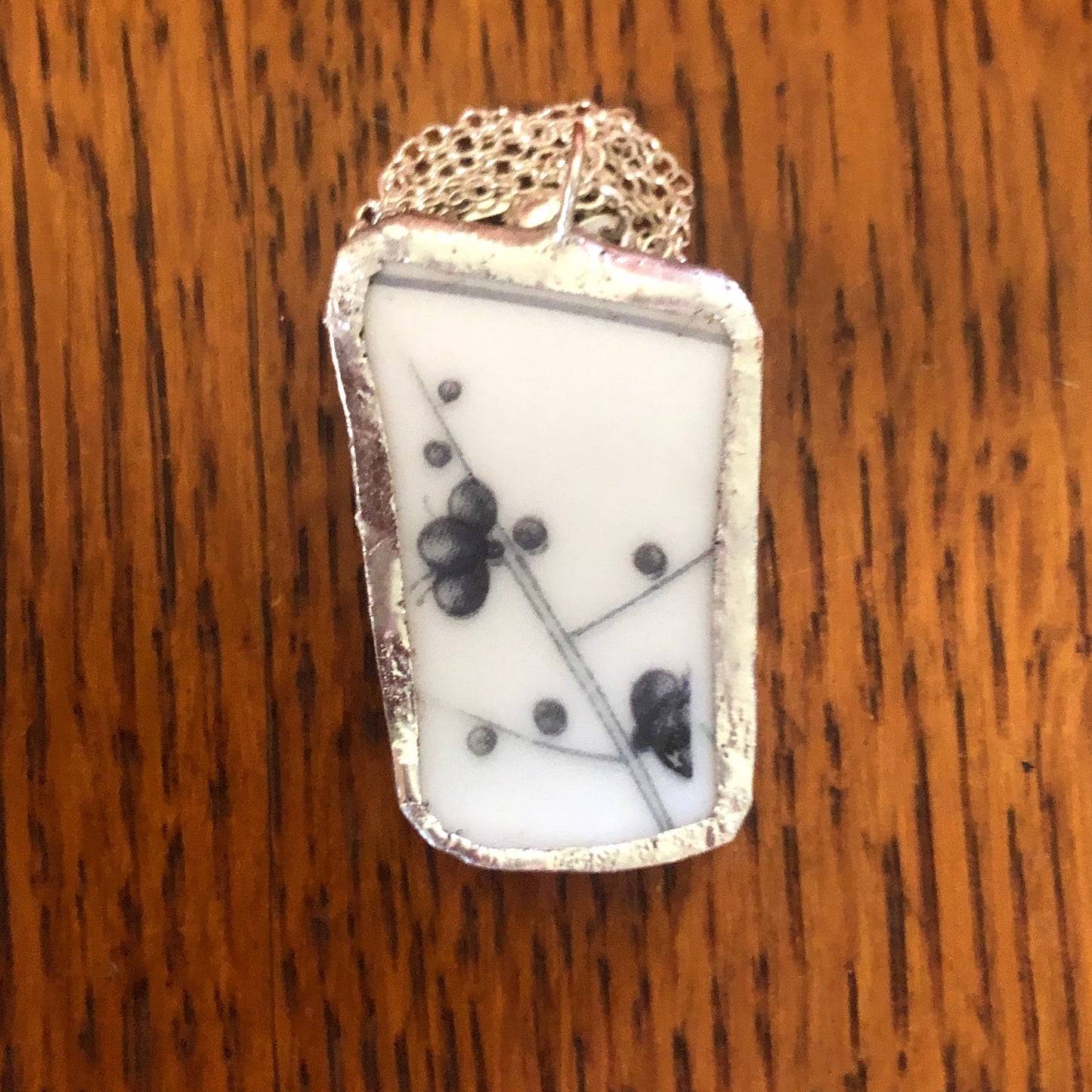 Broken Pottery Artisan Made Pendant Hyakusenka Dish Handcrafted Necklace 7/8in x 1.25in