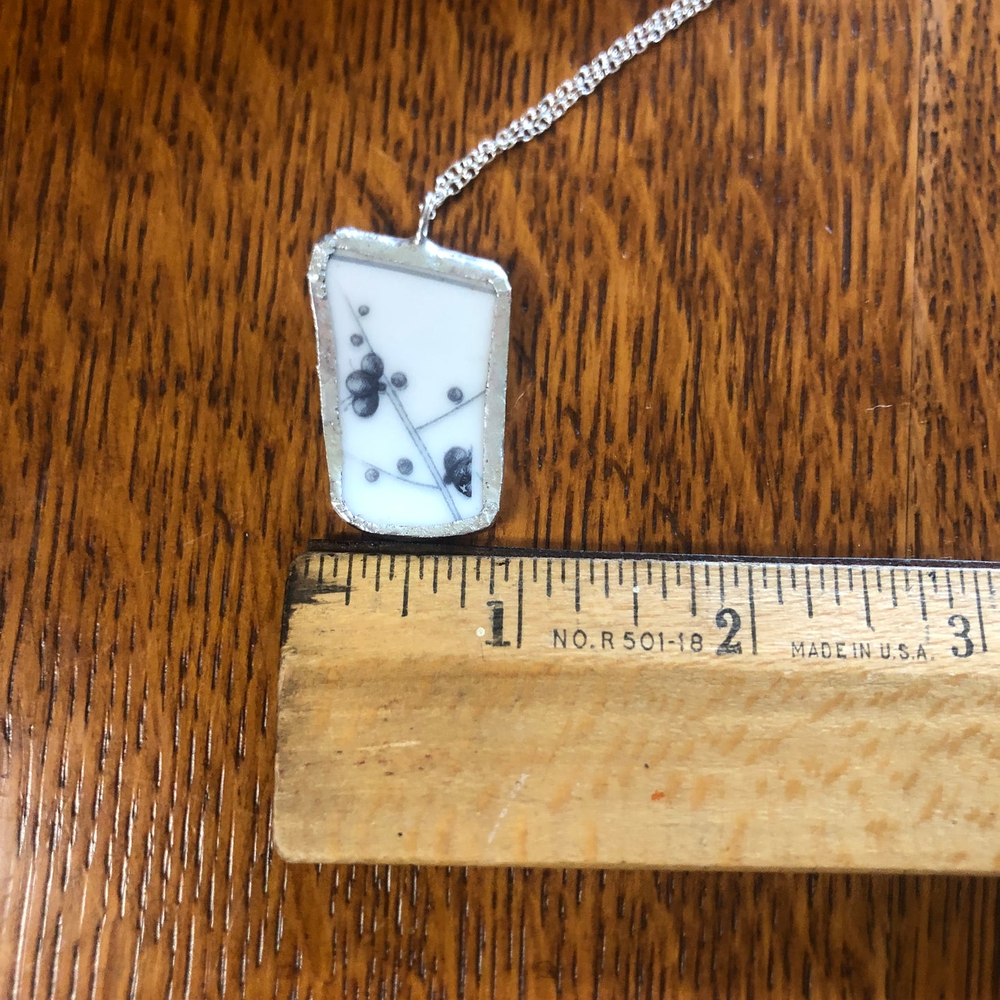 Broken Pottery Artisan Made Pendant Hyakusenka Dish Handcrafted Necklace 7/8in x 1.25in