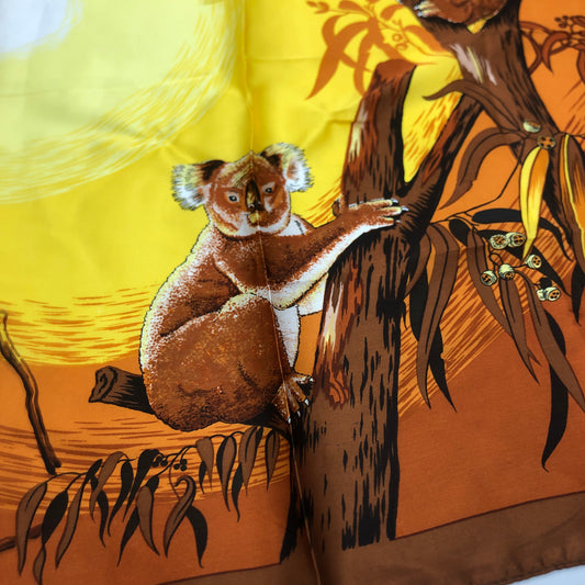 By Heil Vintage Scarf Australia Koala's in Tree with Sun 26"x26" Head Neck Wrap