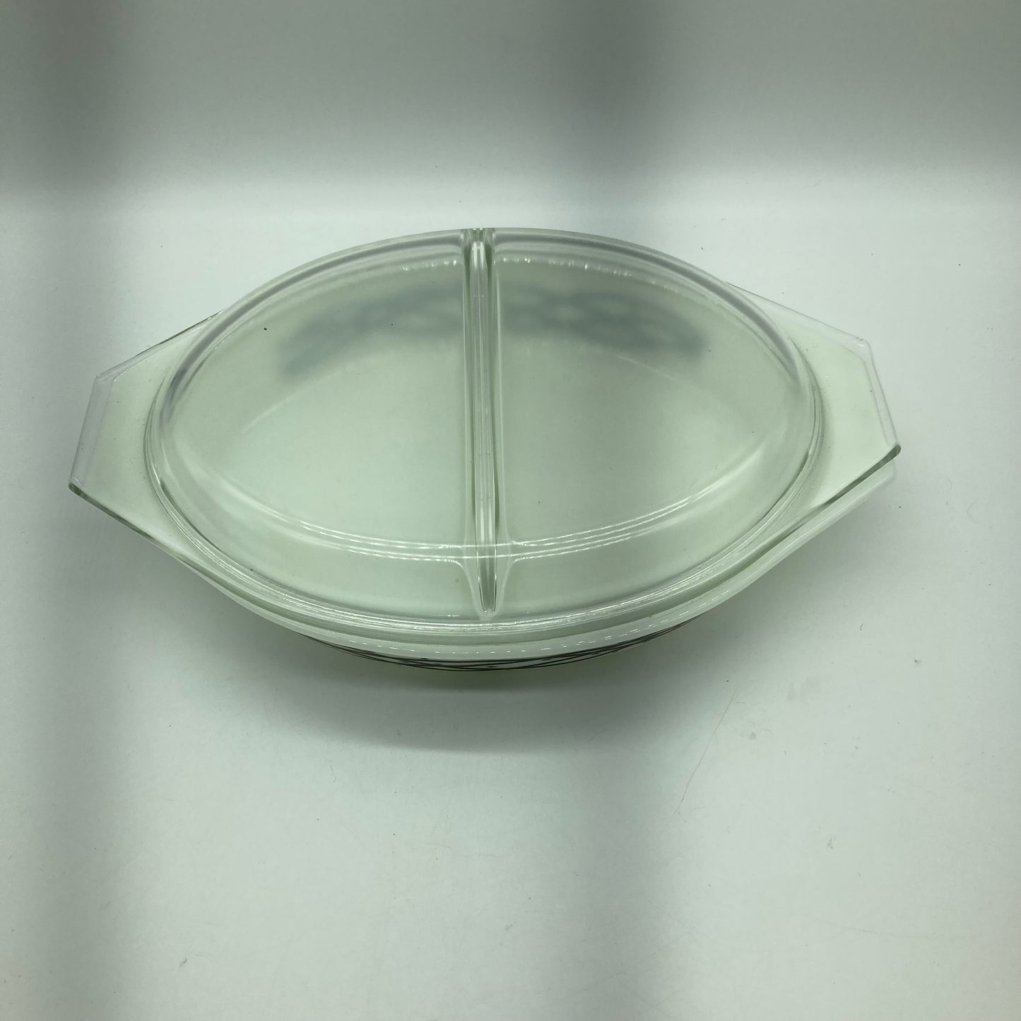 Pyrex Divided Casserole Barbed Wire Promotional Pattern Vintage Kitchen