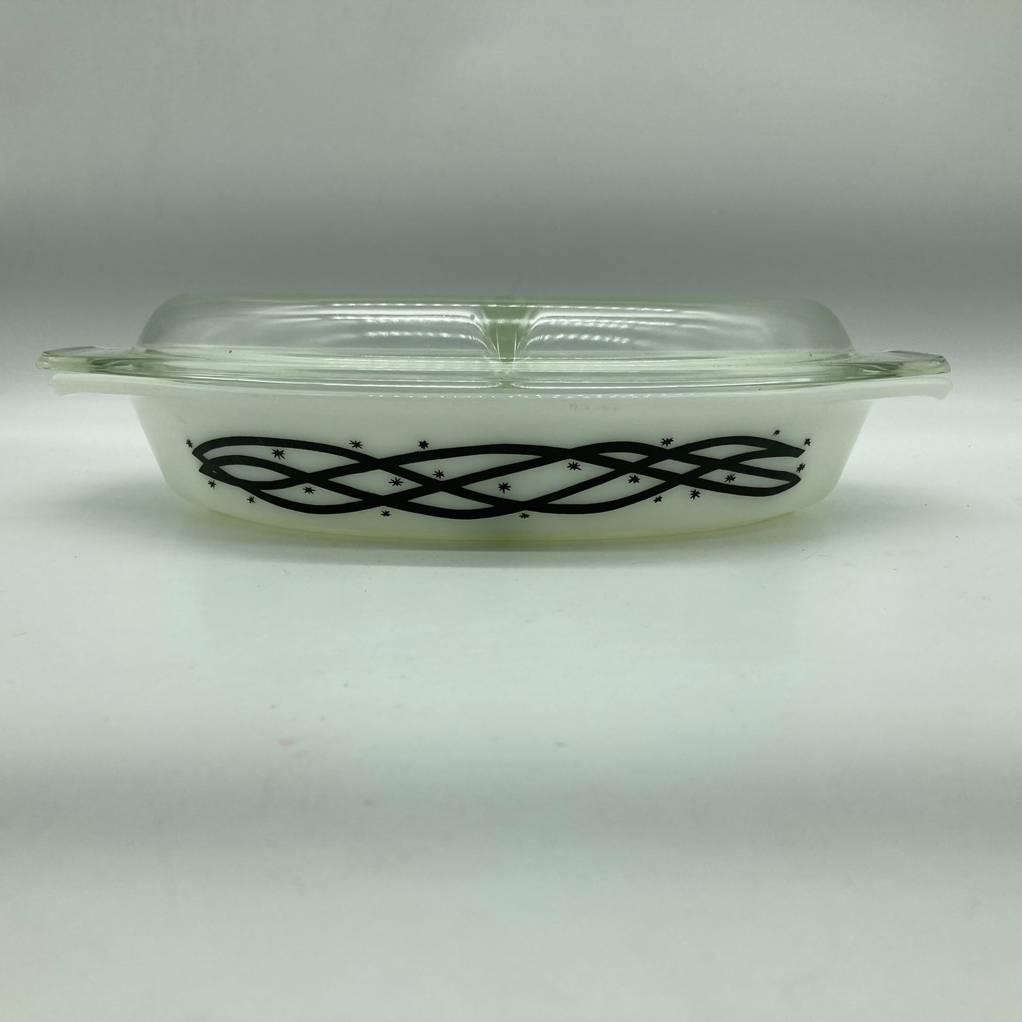 Pyrex Divided Casserole Barbed Wire Promotional Pattern Vintage Kitchen