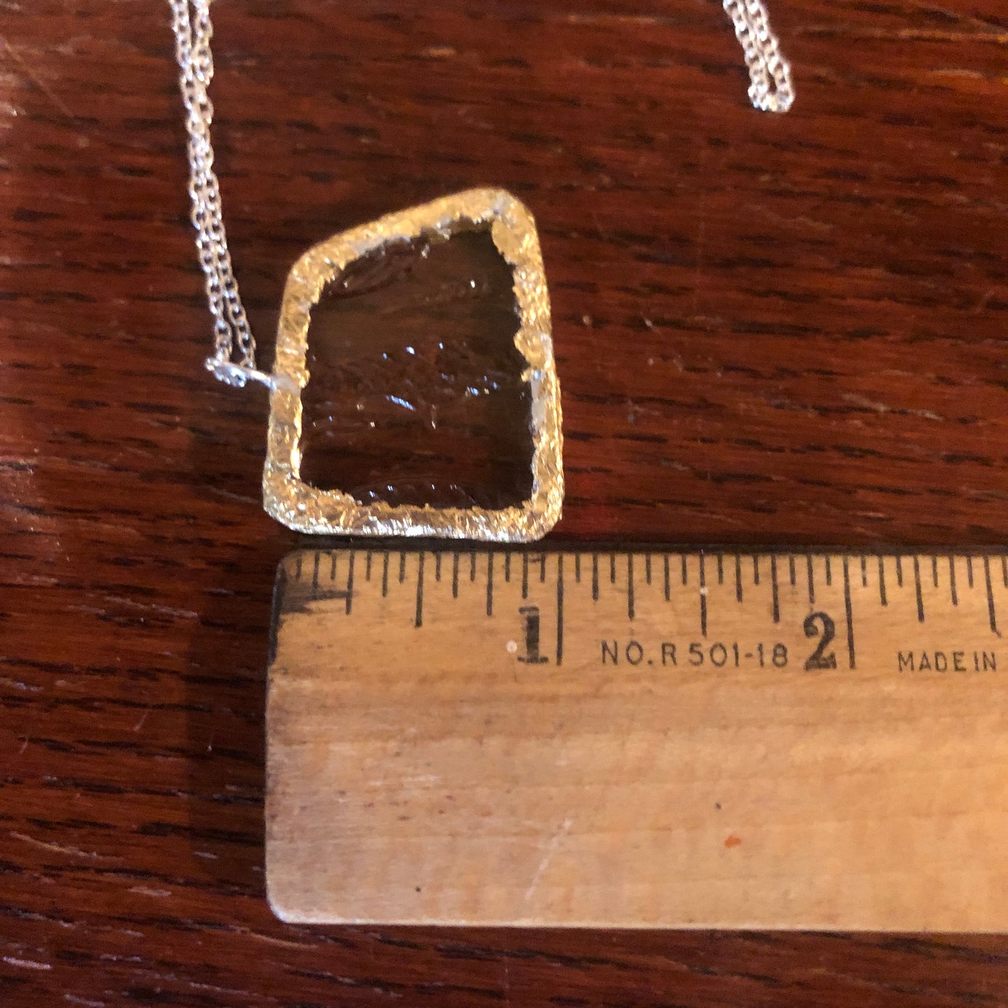 Artisan Made Pendant Yellow Depression Glass Plate Handcrafted Necklace 1.25 in x 1 in
