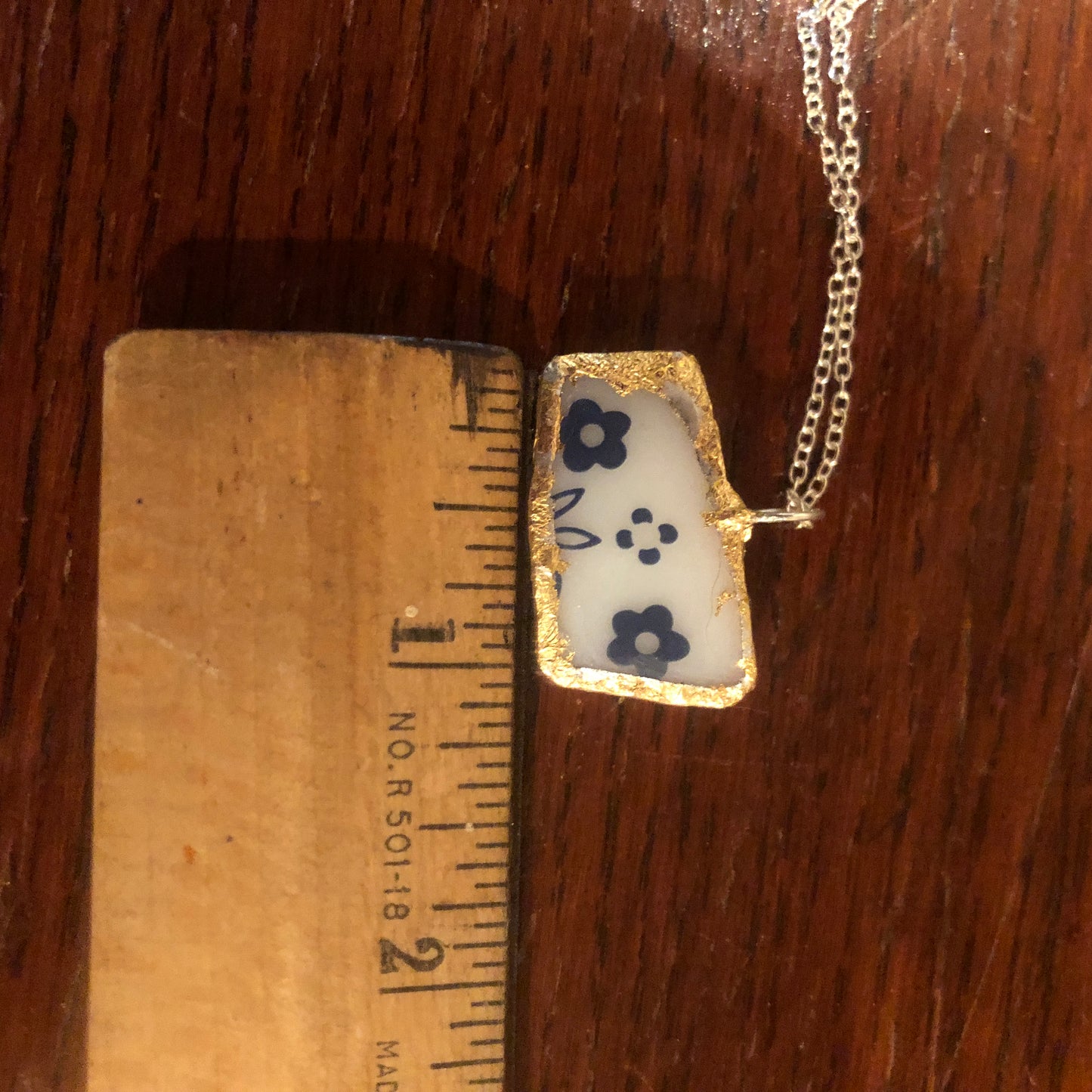 Broken Pottery Artisan Made Pendant Pyrex Mug Handcrafted Necklace 5/8 in x 1 1/8 in