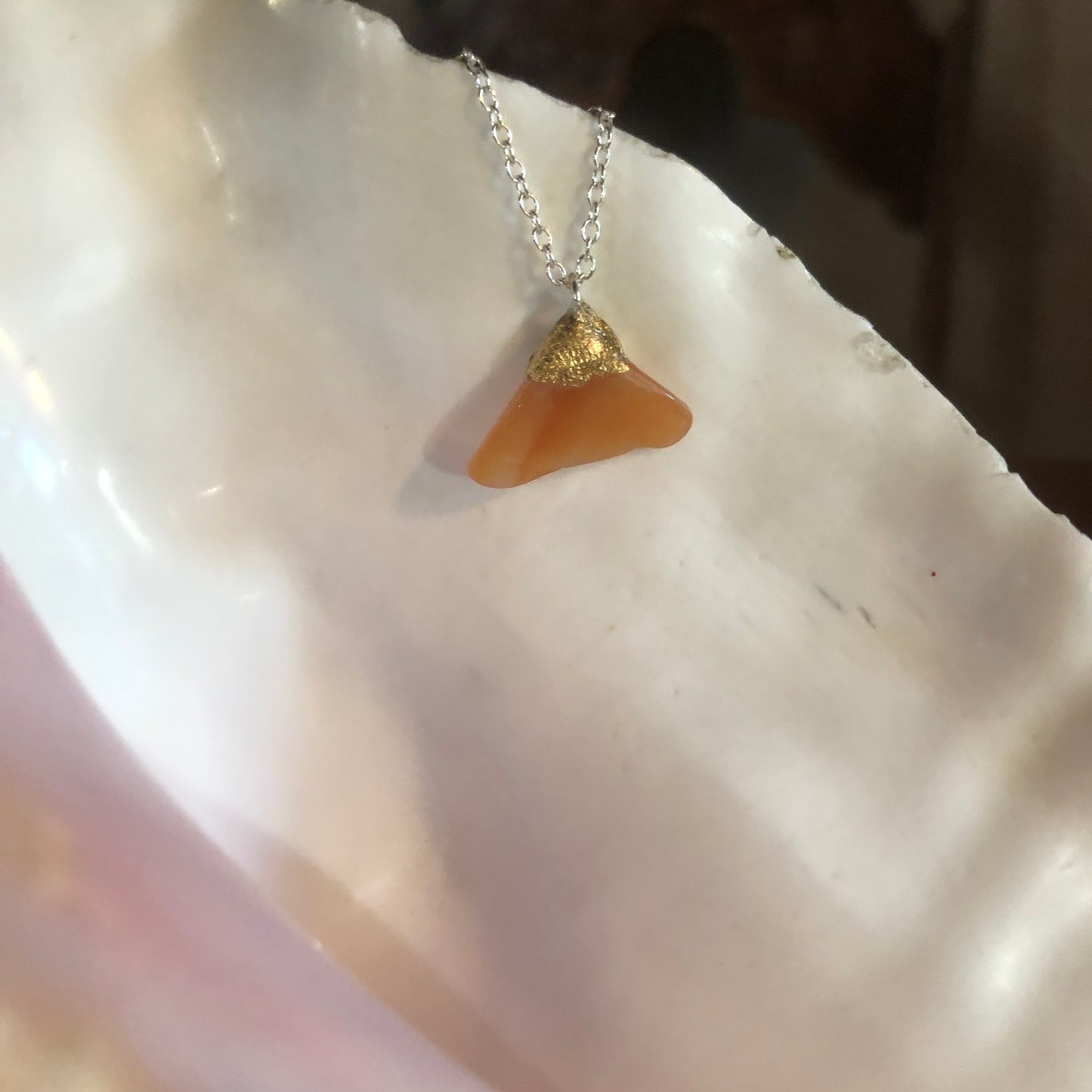 Artisan Made Orange Rock Pendant Handcrafted Necklace 7/8 in x 1/2 in