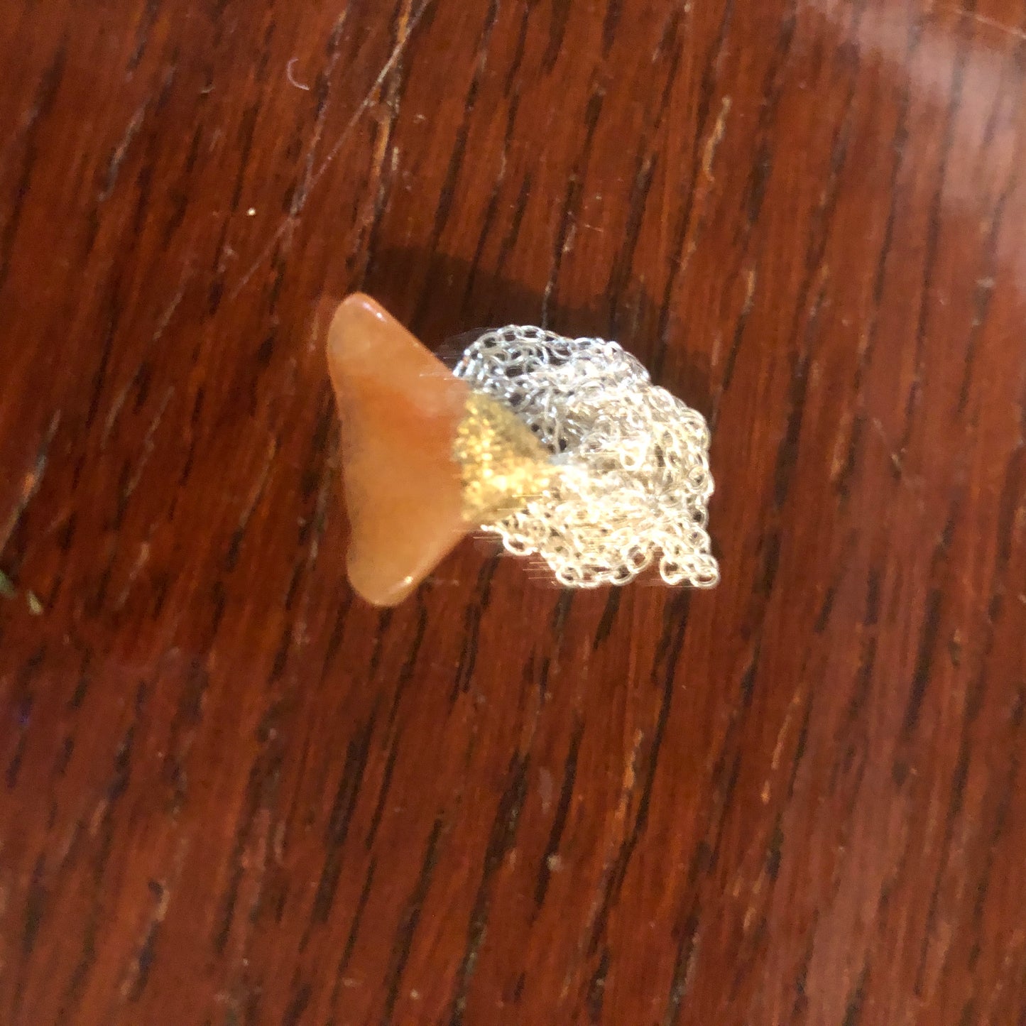 Artisan Made Orange Rock Pendant Handcrafted Necklace 7/8 in x 1/2 in