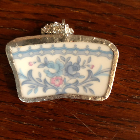 Broken Pottery Artisan Made Pendant Ekco International Made In Japan Plate Handcrafted Necklace 1 in x 1.75 in