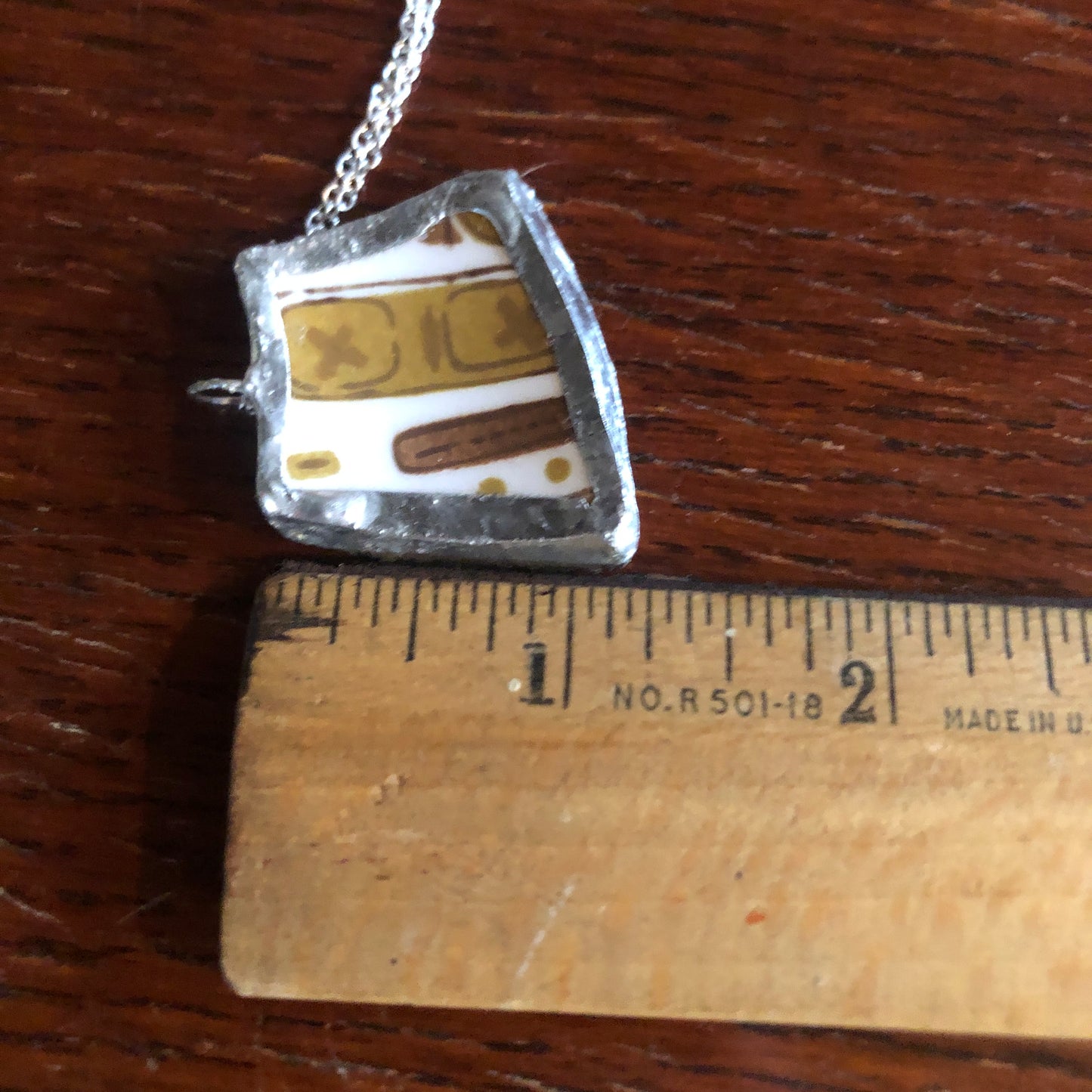 Broken Pottery Artisan Made Tiki Room Pendant Ceramic Guild Esperanto Plate Handcrafted Necklace 1.25 in x 1.25 in