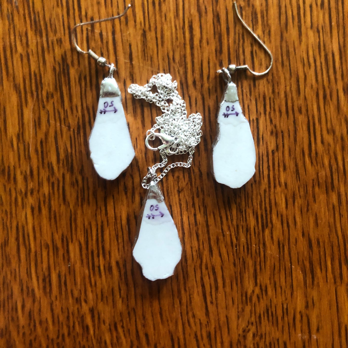 Broken Pottery Artisan Made Pendent And Dangle Earring Set Sango One World Japan Plate Handcrafted Jewelry Set