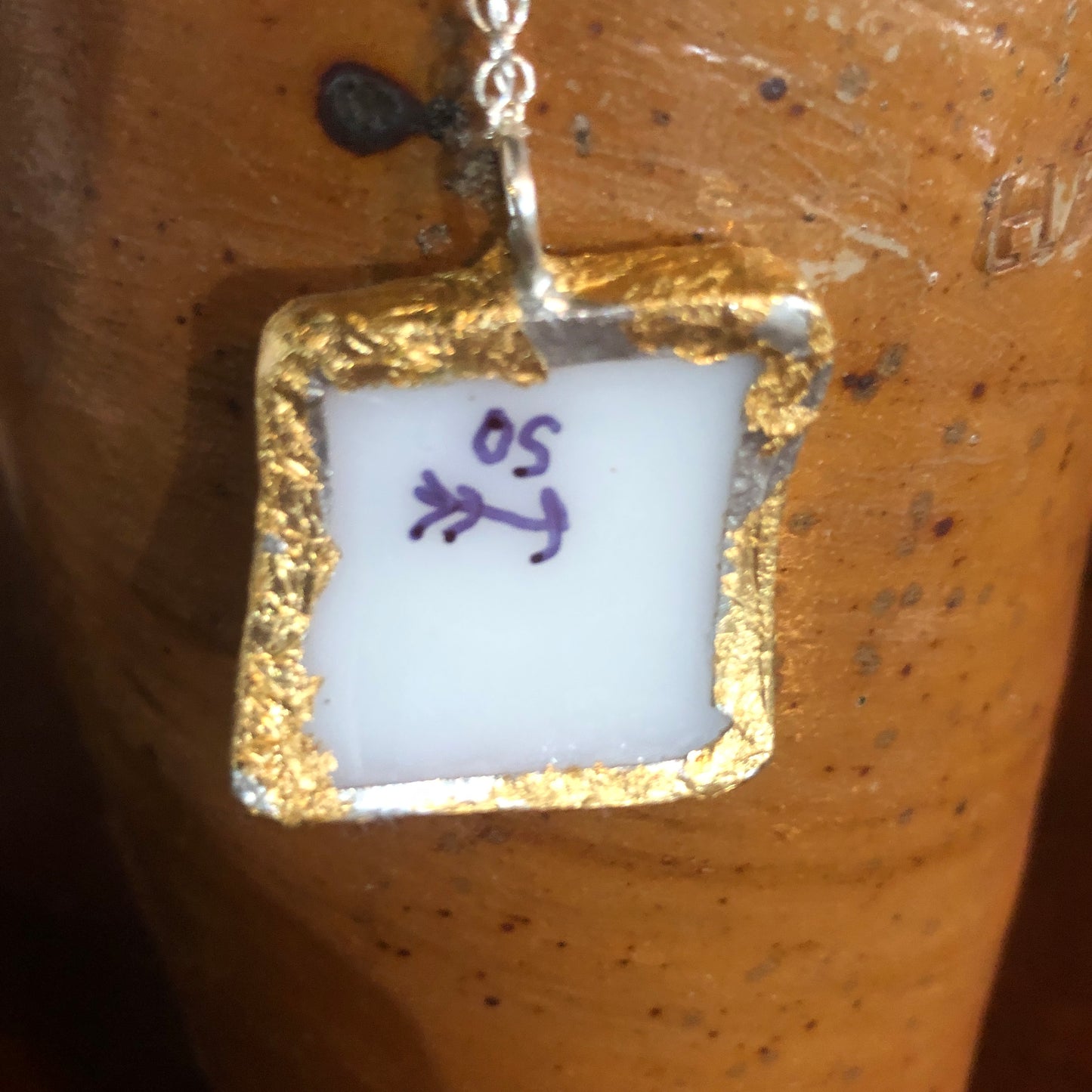Artisan Made Pendant Pyrex Mug Handcrafted Necklace 1 in x 1 in
