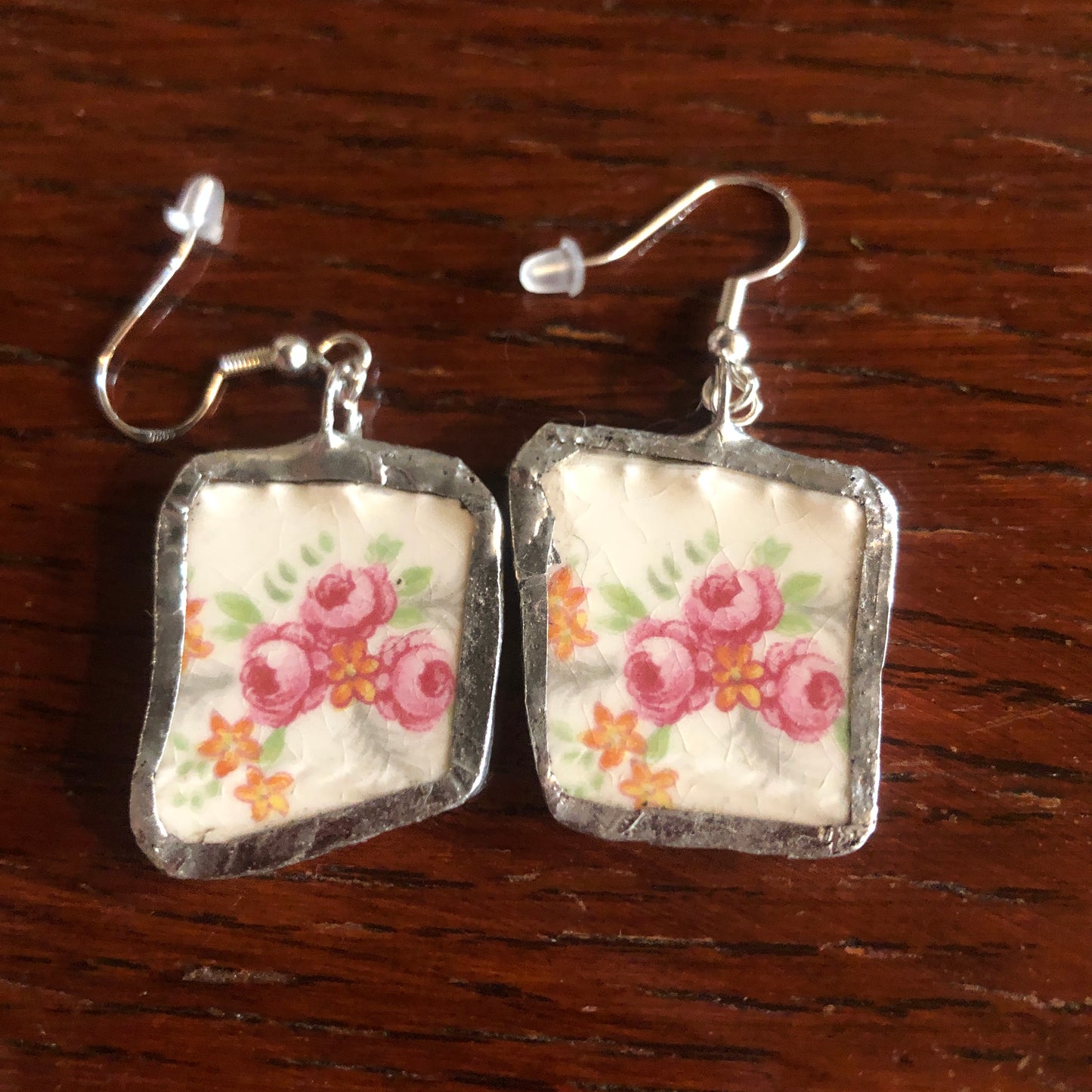 Broken Pottery Artisan Made Earrings Made In USA Plate Dangle Earrings