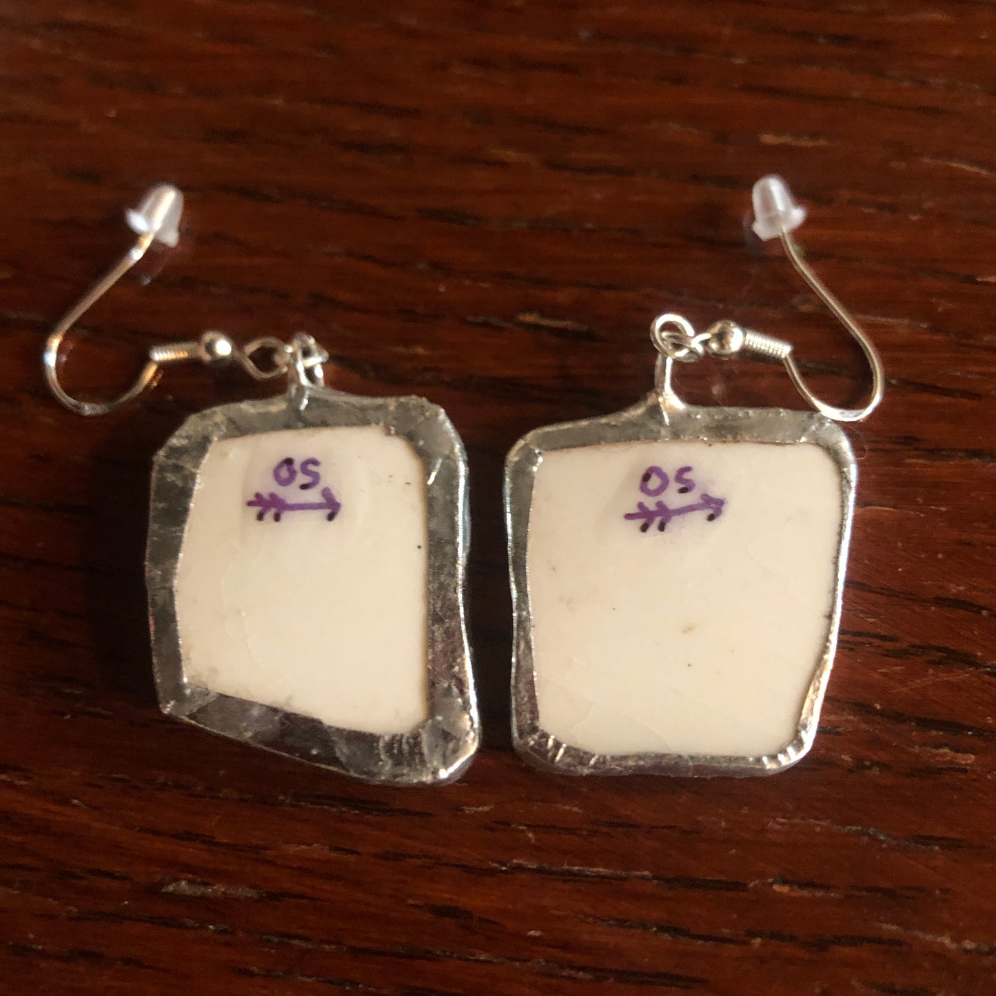 Broken Pottery Artisan Made Earrings Made In USA Plate Dangle Earrings