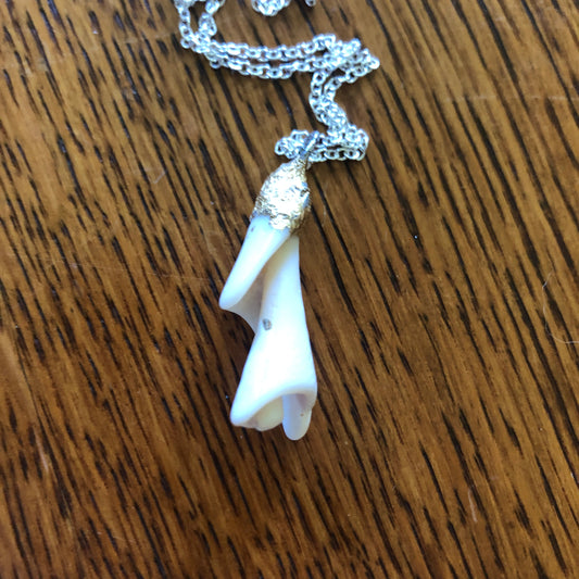 Sea Shell Spiral Artisan Made Pendent Handcrafted Sea Shell Necklace 1.25 in x 1/2 in