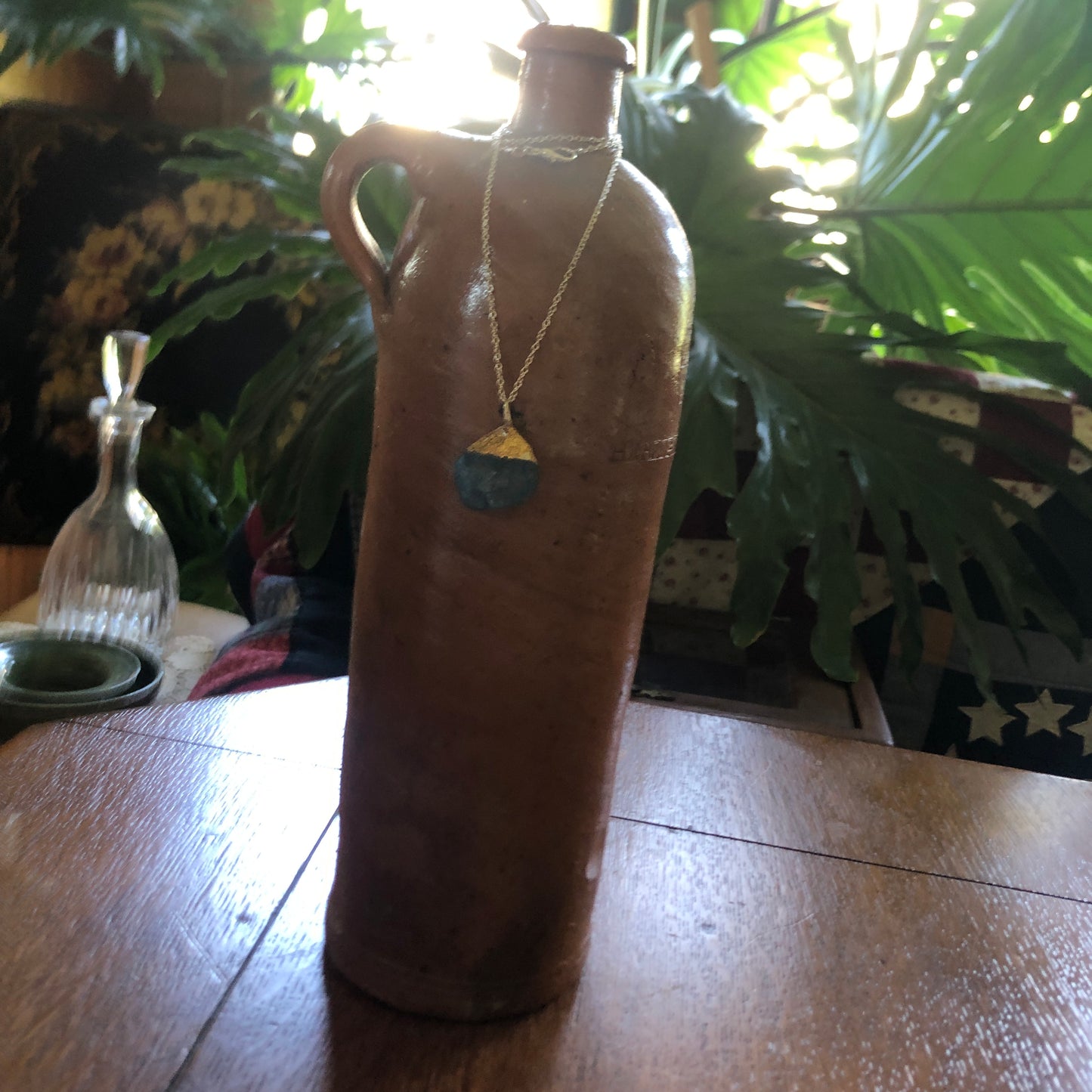 Artisan Made Rock Pendent Ocean Blue Handcrafted Necklace 1in x 1in