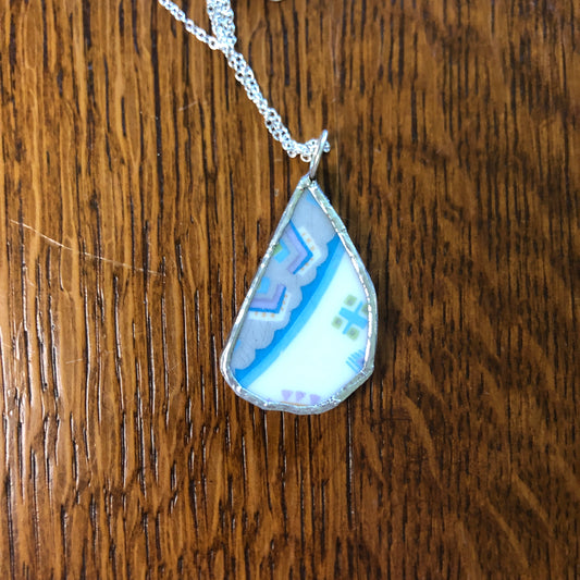 Broken Pottery Artisan Made Pendent Sango One World Japan Plate Handcrafted Necklace 1.75in x 1in