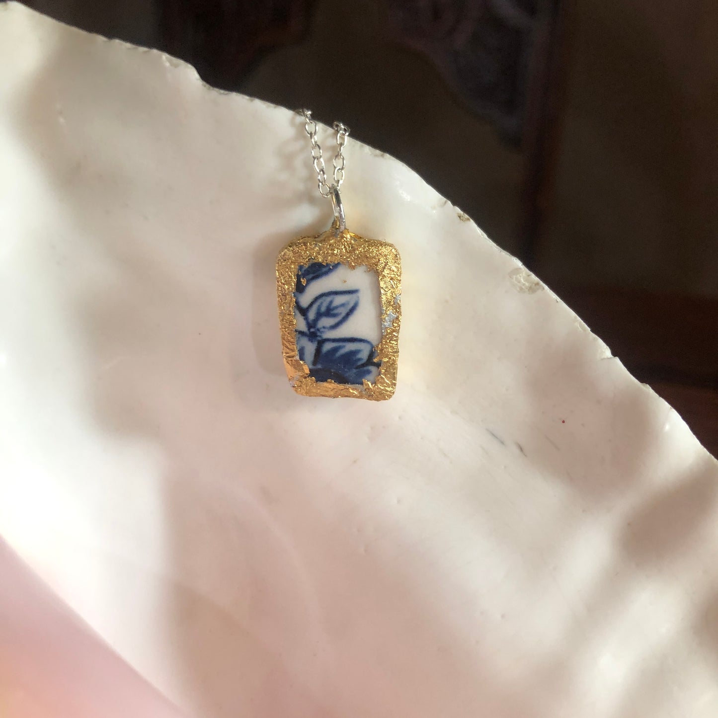 Broken Pottery Artisan Made Pendant Molly Hatch Mug Handcrafted Necklace 1/2 in x 3/4 in