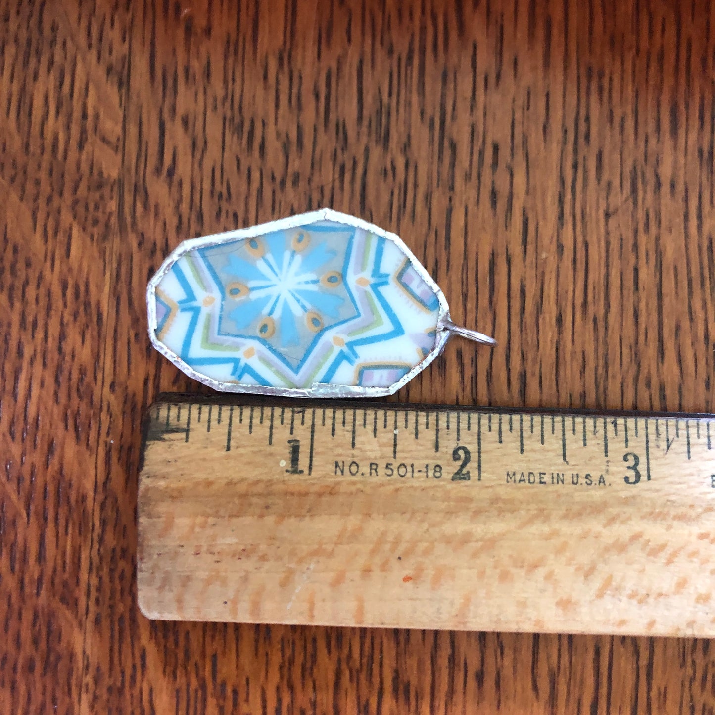 Broken Pottery Artisan Made Pendent Sango One World Japan Plate Handcrafted Necklace 1.75in x 1in