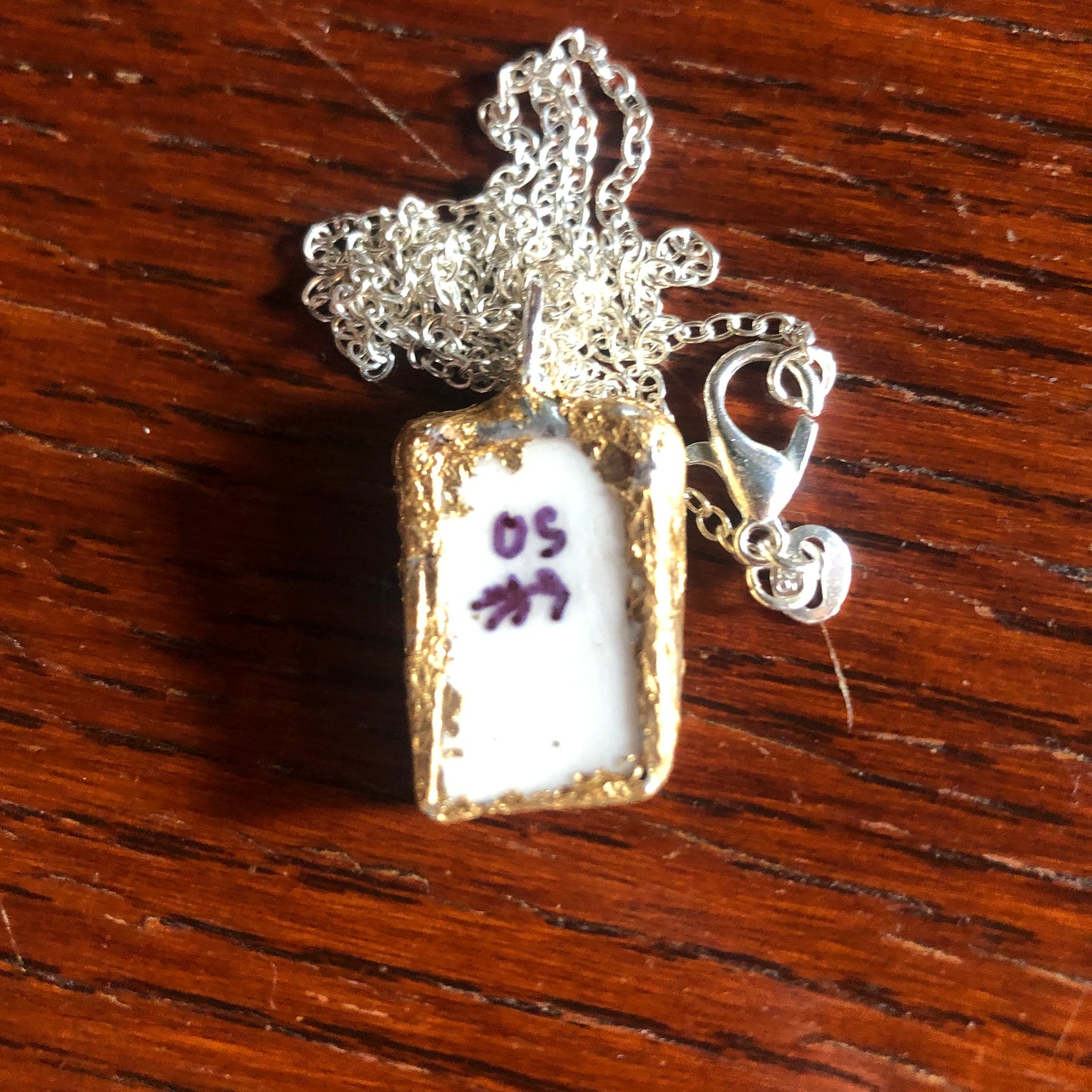 Broken Pottery Artisan Made Pendant Molly Hatch Mug Handcrafted Necklace 1/2 in x 3/4 in