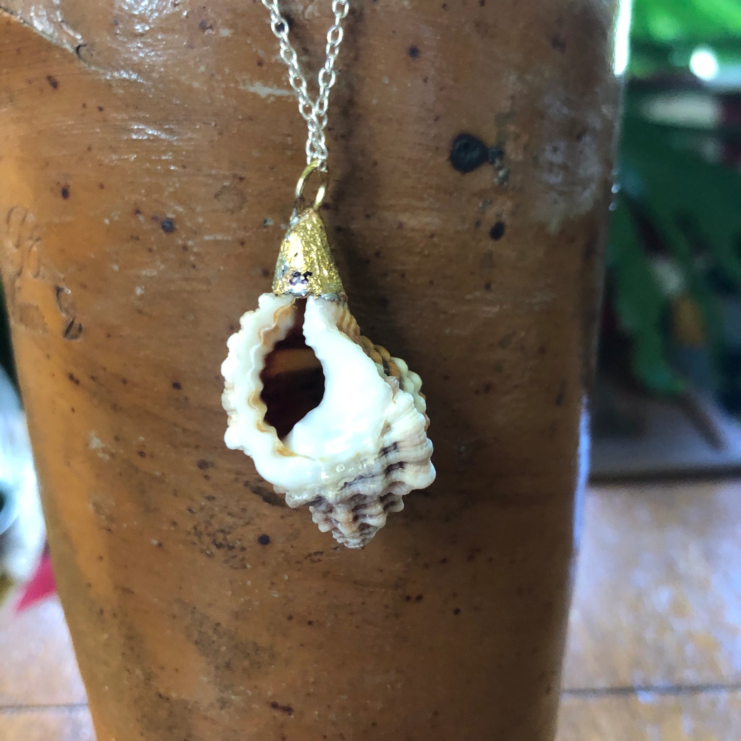 Murex Artisan Made Pendent Handcrafted Sea Shell Necklace 7/8 in x 1.5 in