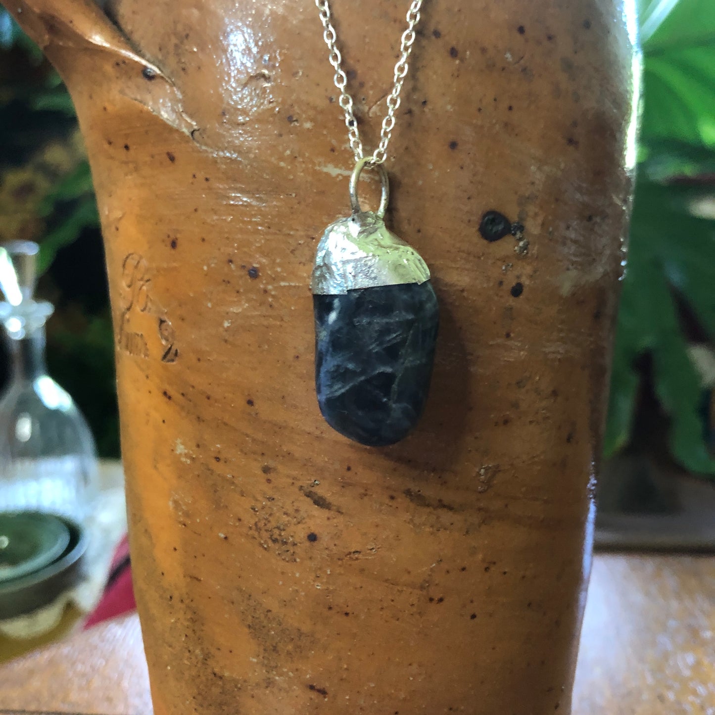 Artisan Made Rock Pendent Resembles Sodalite Handcrafted Necklace 3/4in x 1.25in