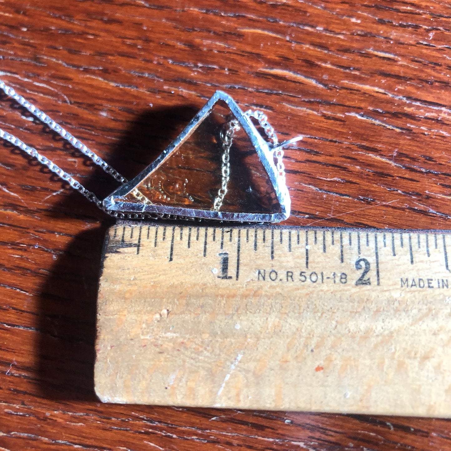 Artisan Made Pendant Yellow Depression Glass Plate Handcrafted Necklace 1 in x 1.25 in