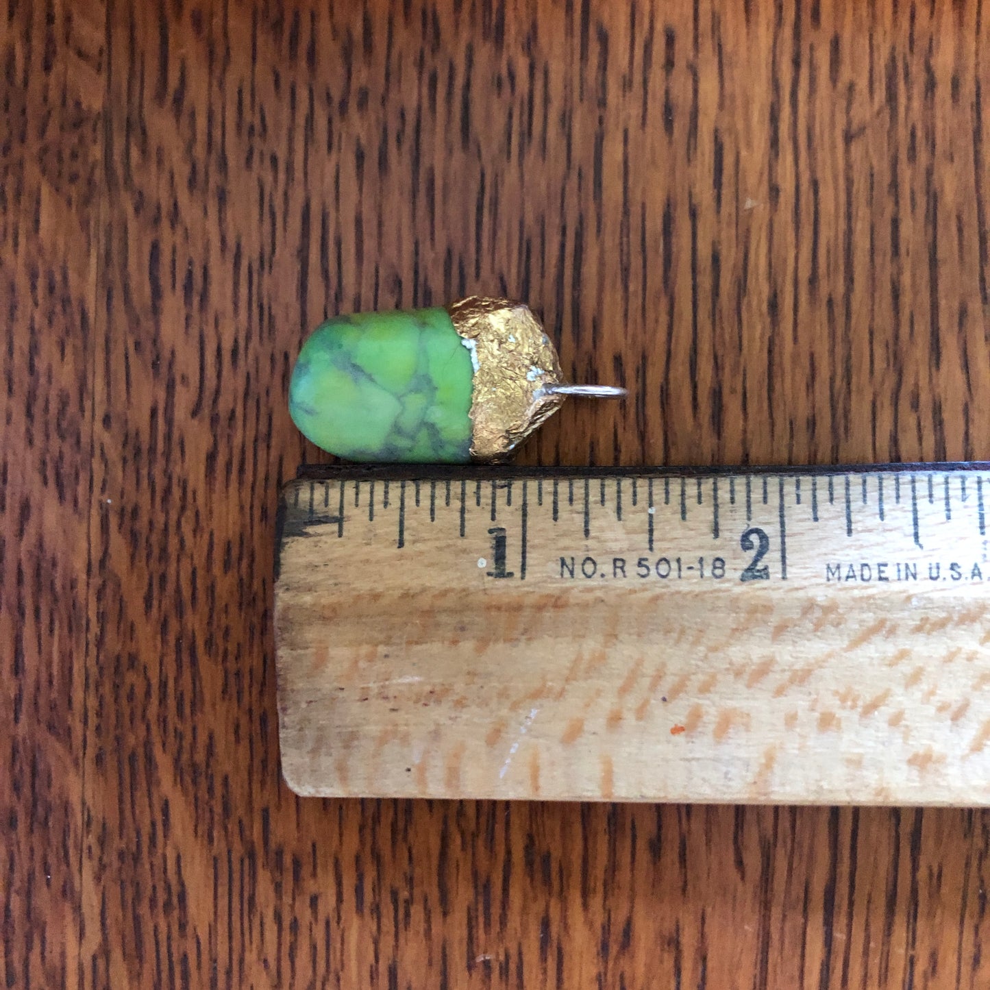 Artisan Made Green Rock Pendent Resembles a Gaspeite Handcrafted Necklace 1in x 1/2in