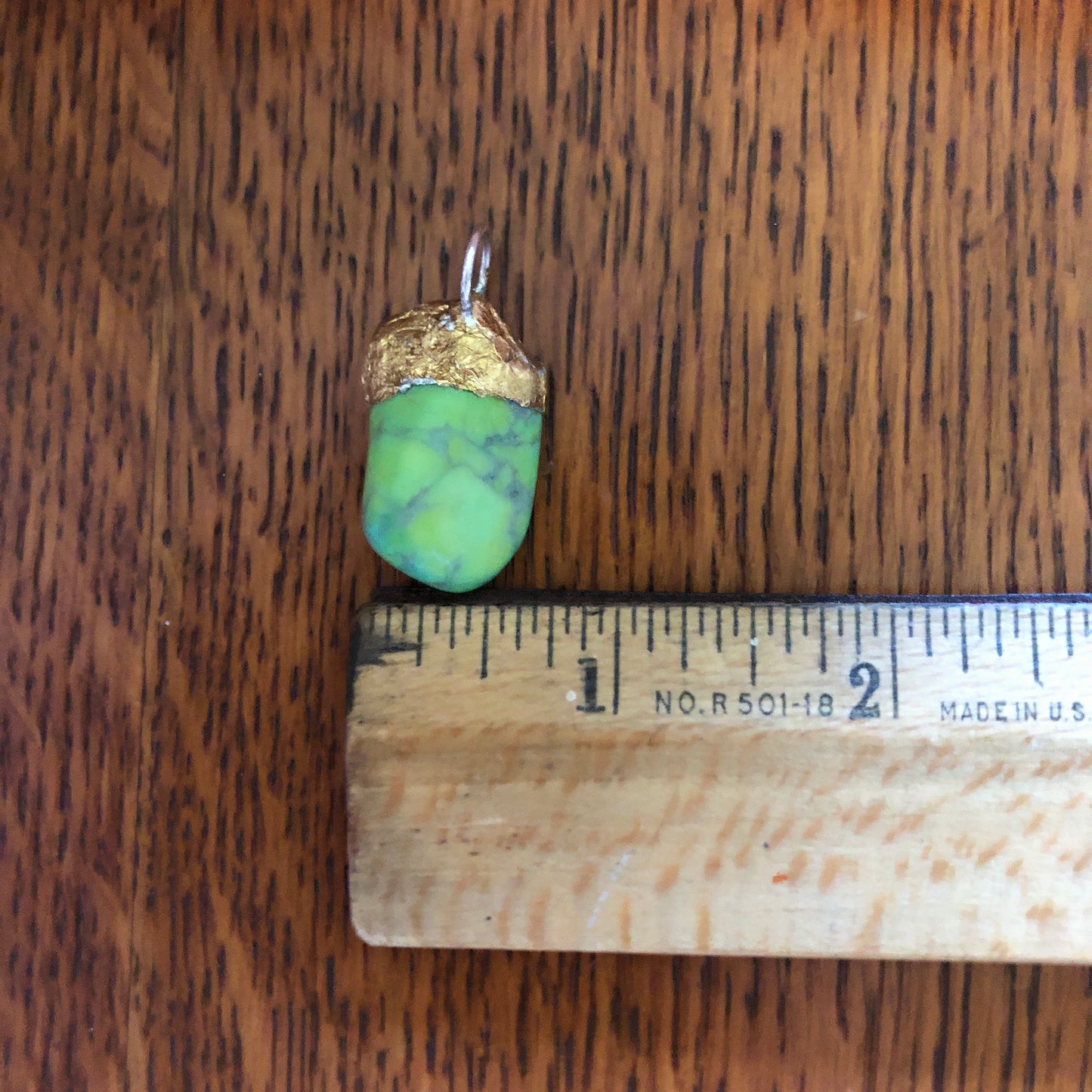 Artisan Made Green Rock Pendent Resembles a Gaspeite Handcrafted Necklace 1in x 1/2in