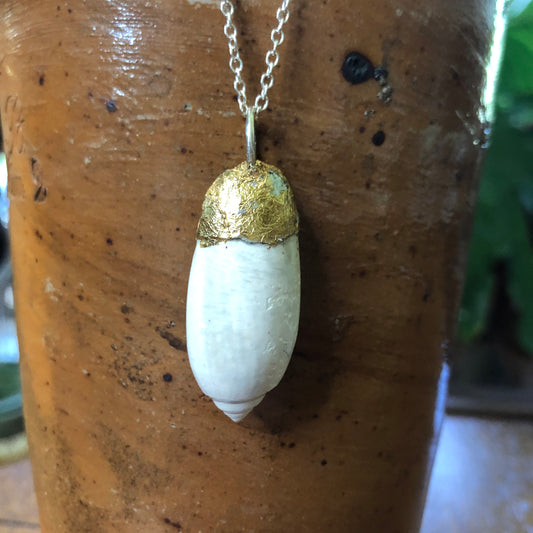Olive Shell Artisan Made Pendent Handcrafted Sea Shell Necklace 1.5in x 1/2in