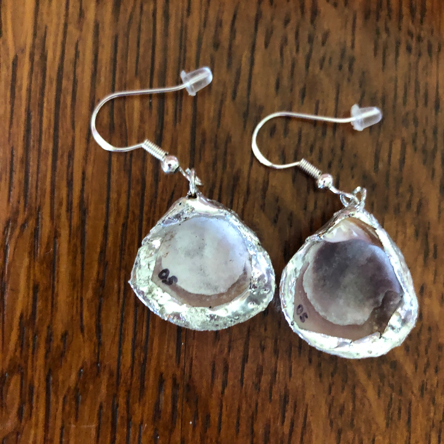 Amethyst Gem Clam Artisan Made Earrings Handcrafted Purple Sea Shell Dangle Earrings