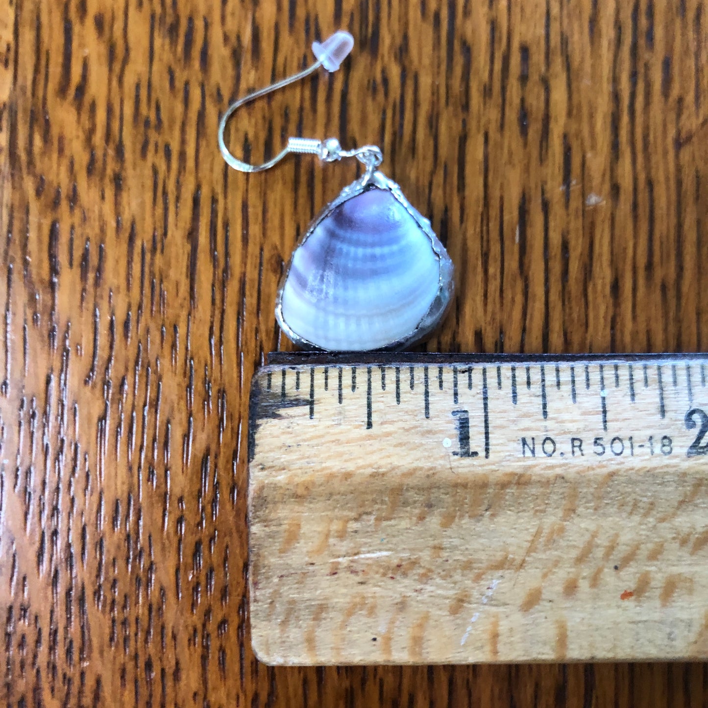 Amethyst Gem Clam Artisan Made Earrings Handcrafted Purple Sea Shell Dangle Earrings