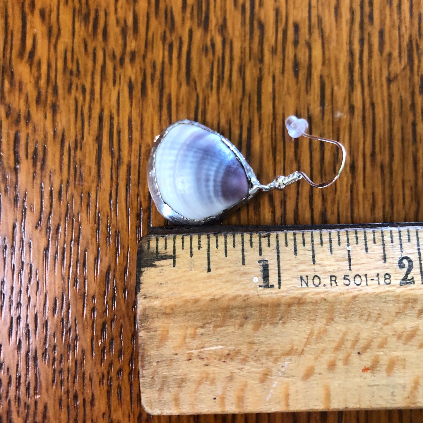 Amethyst Gem Clam Artisan Made Earrings Handcrafted Purple Sea Shell Dangle Earrings