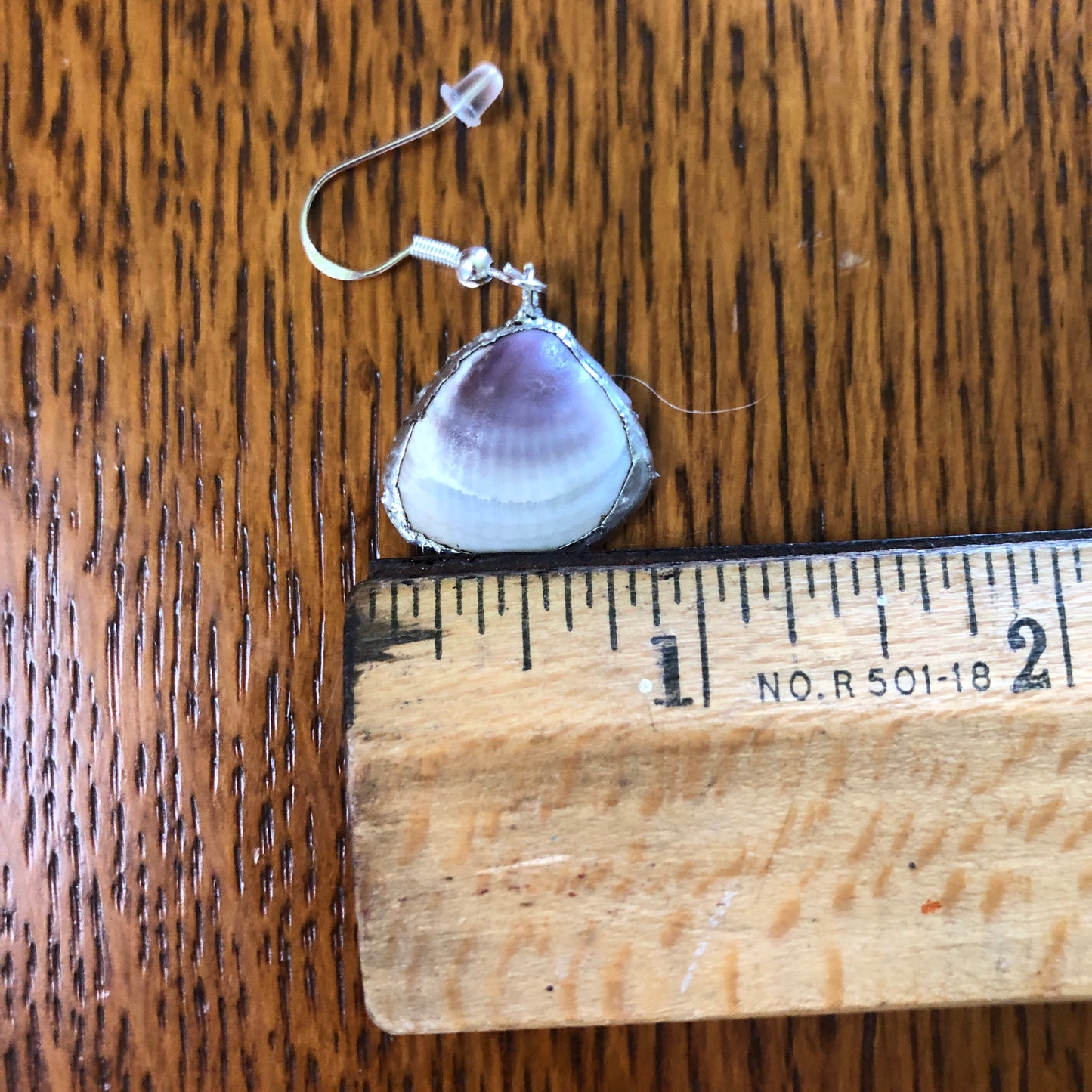 Amethyst Gem Clam Artisan Made Earrings Handcrafted Purple Sea Shell Dangle Earrings