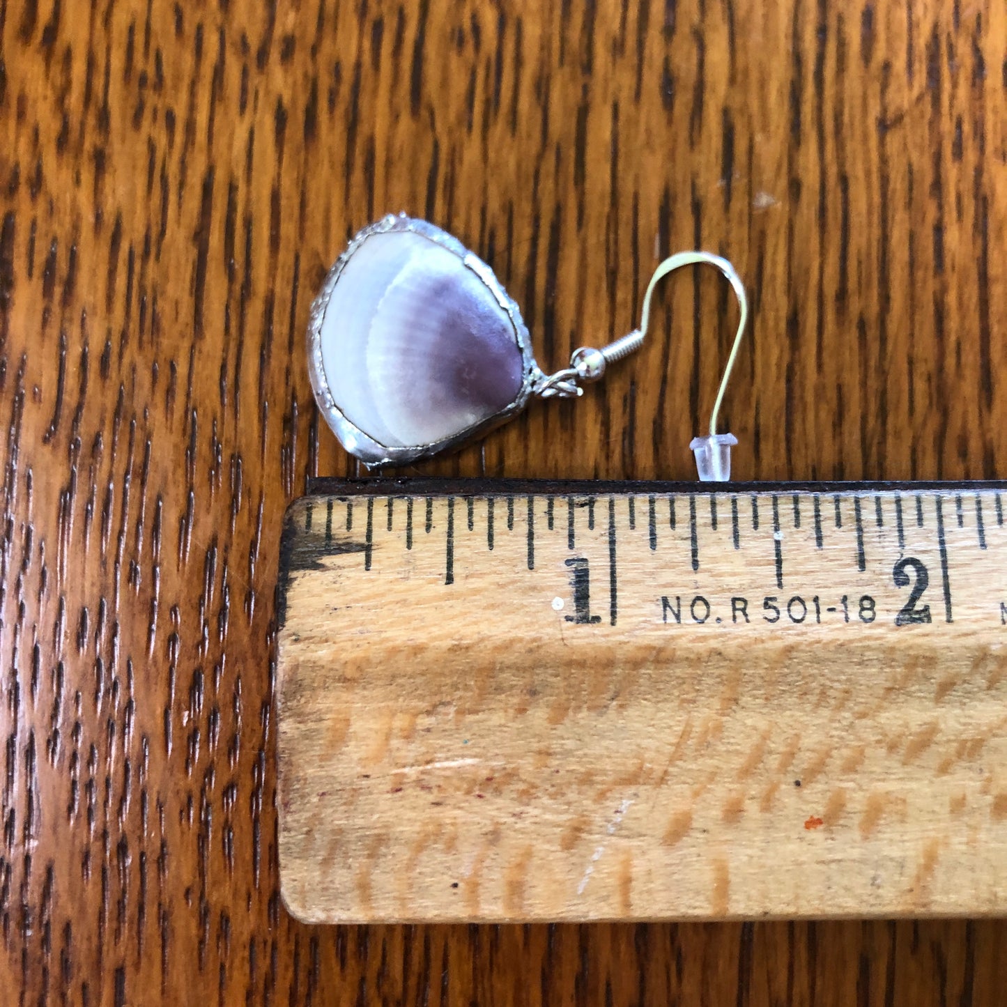 Amethyst Gem Clam Artisan Made Earrings Handcrafted Purple Sea Shell Dangle Earrings