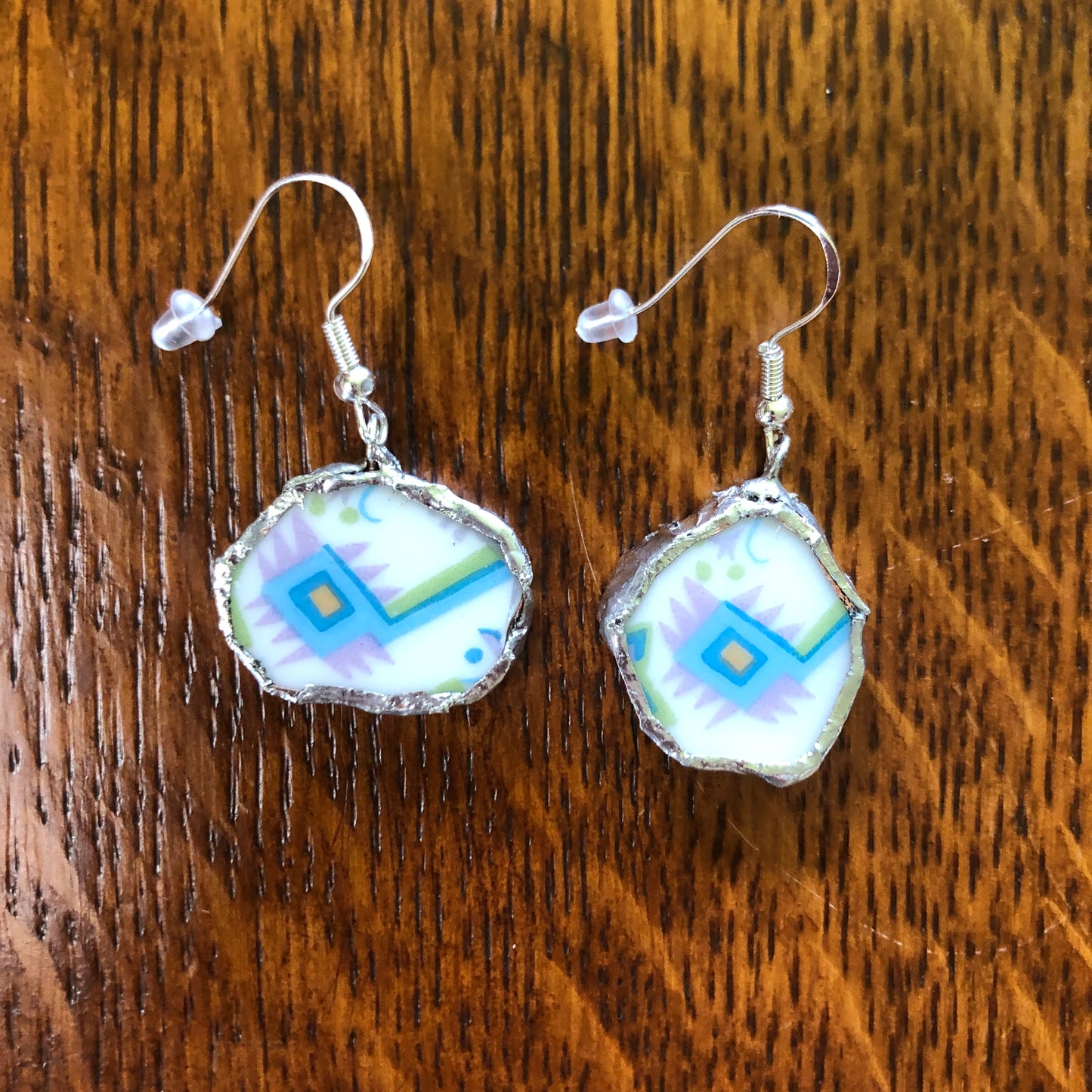 Broken Pottery Artisan Made Earrings Sango One World Japan Plate Handcrafted Dangle Earrings