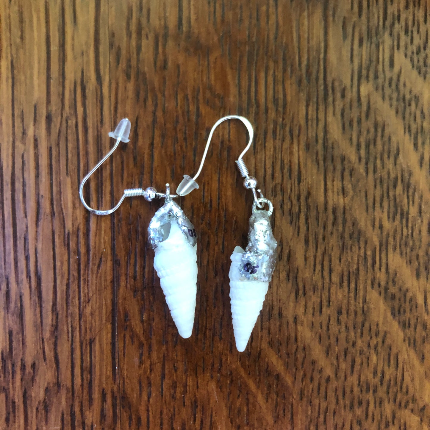 Dazzling White Cerith Shell Artisan Made Earrings Handcrafted Sea Shell Dangle Earrings