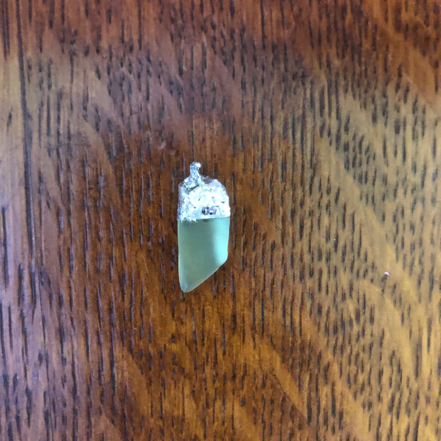 Erie Glass Artisan Made Pendent Green Uranium Glass Glow Glass 5/8 in x 3/8 in Handcrafted Necklace