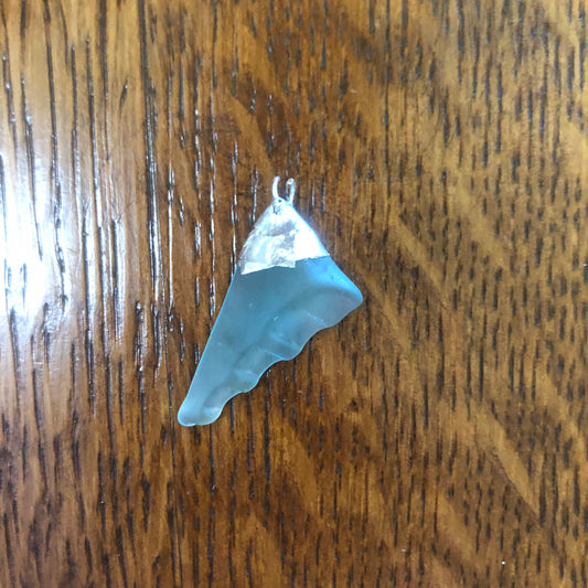 Erie Glass Sky Blue Artisan Made Pendant 3/8 in x 1 in Handcrafted Necklace