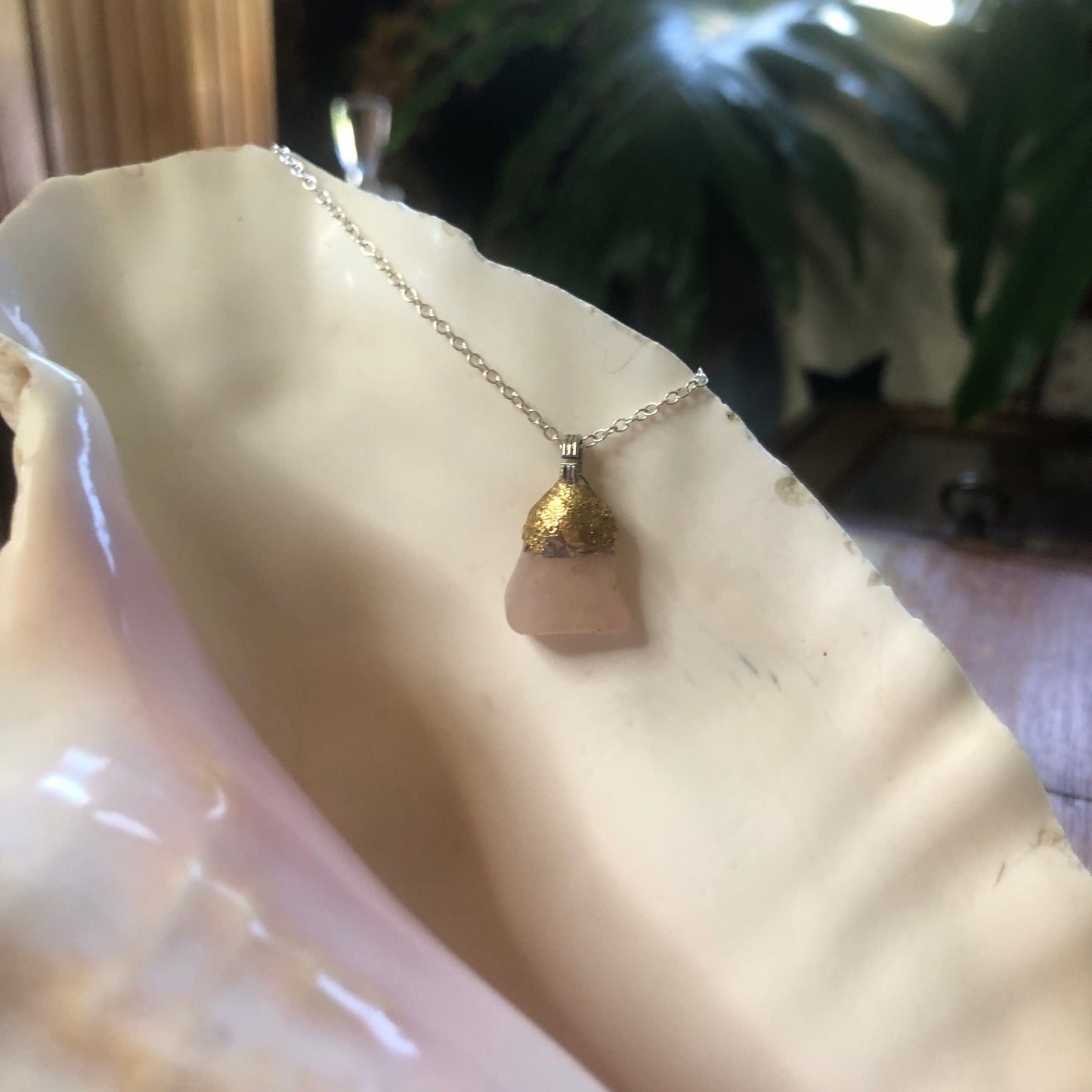 Artisan Made Rock Pendent Pretty Pink Resembles a Rose Quartz Handcrafted Necklace 3/4in x 1/2in