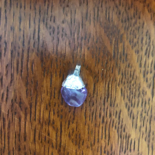 Artisan Made Rock Pendent Resembles Amethyst Handcrafted Necklace 1/2in x 1/2in