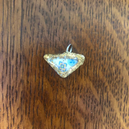 Broken Pottery Artisan Made Pendent Sango One World Japan Plate Handcrafted Necklace 3/4in x 1in