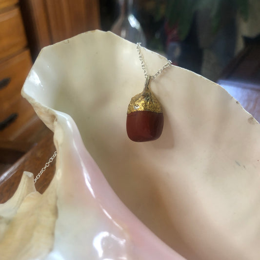 Artisan Made Rock Pendent Blood Red Resembles Red Jasper Handcrafted Necklace 1/2in x 1in