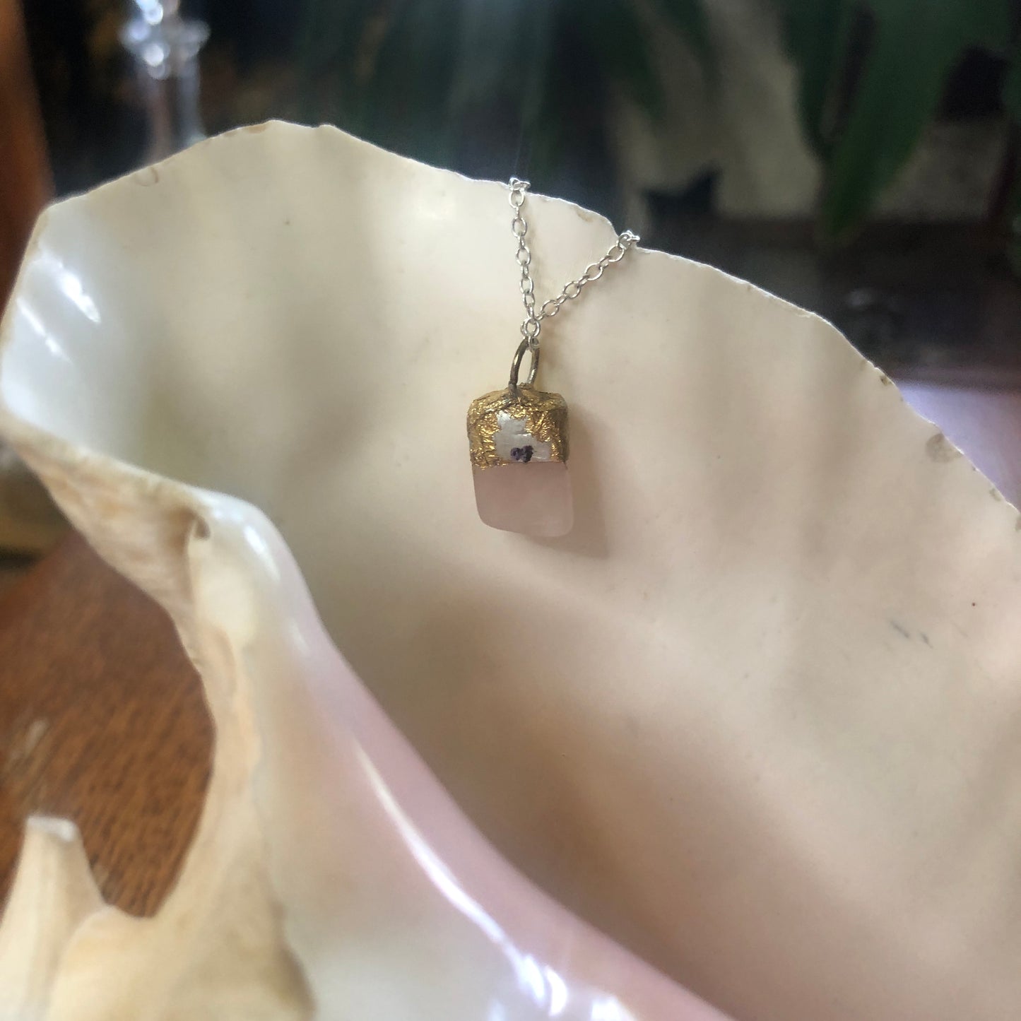 Artisan Made Rock Pendent Perfect Pink Resembles a Rose Quartz Handcrafted Necklace 3/8in x 1/2in