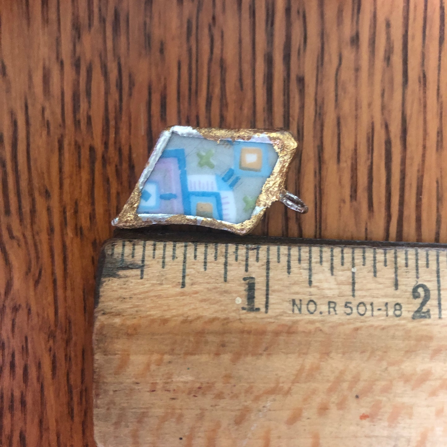 Broken Pottery Artisan Made Pendent Sango One World Japan Plate Handcrafted Necklace 3/4in x 3/4in