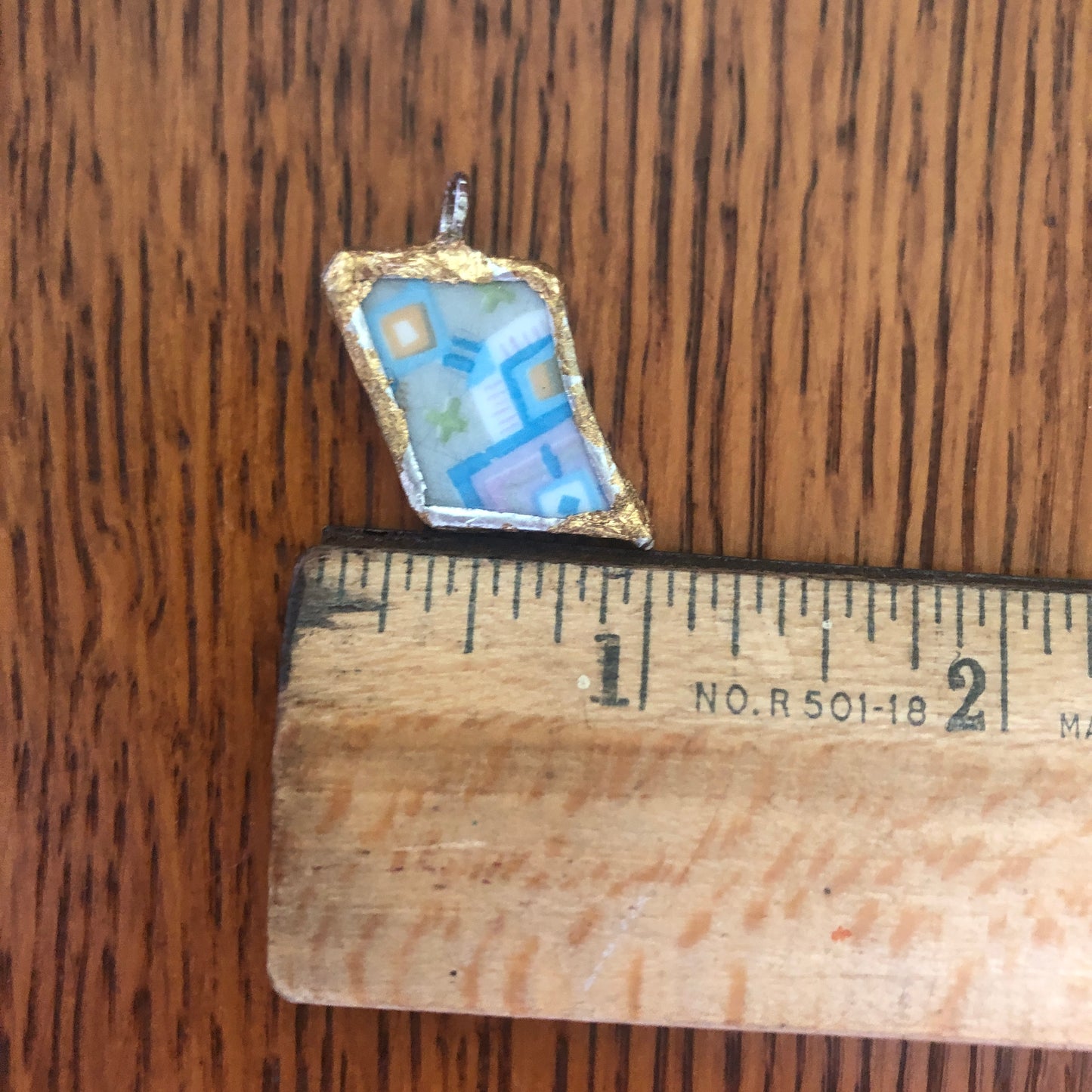 Broken Pottery Artisan Made Pendent Sango One World Japan Plate Handcrafted Necklace 3/4in x 3/4in