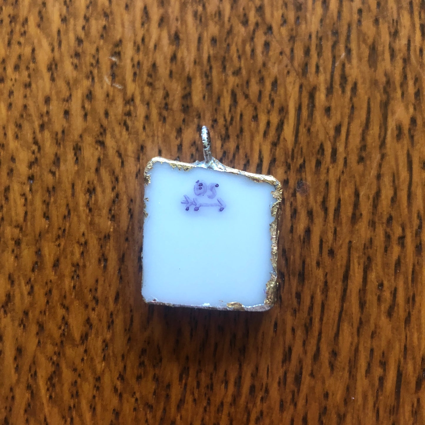 Broken Pottery Artisan Made Pendent Norcrest Hand Painted Plate Handcrafted Necklace 3/4in x 3/4in