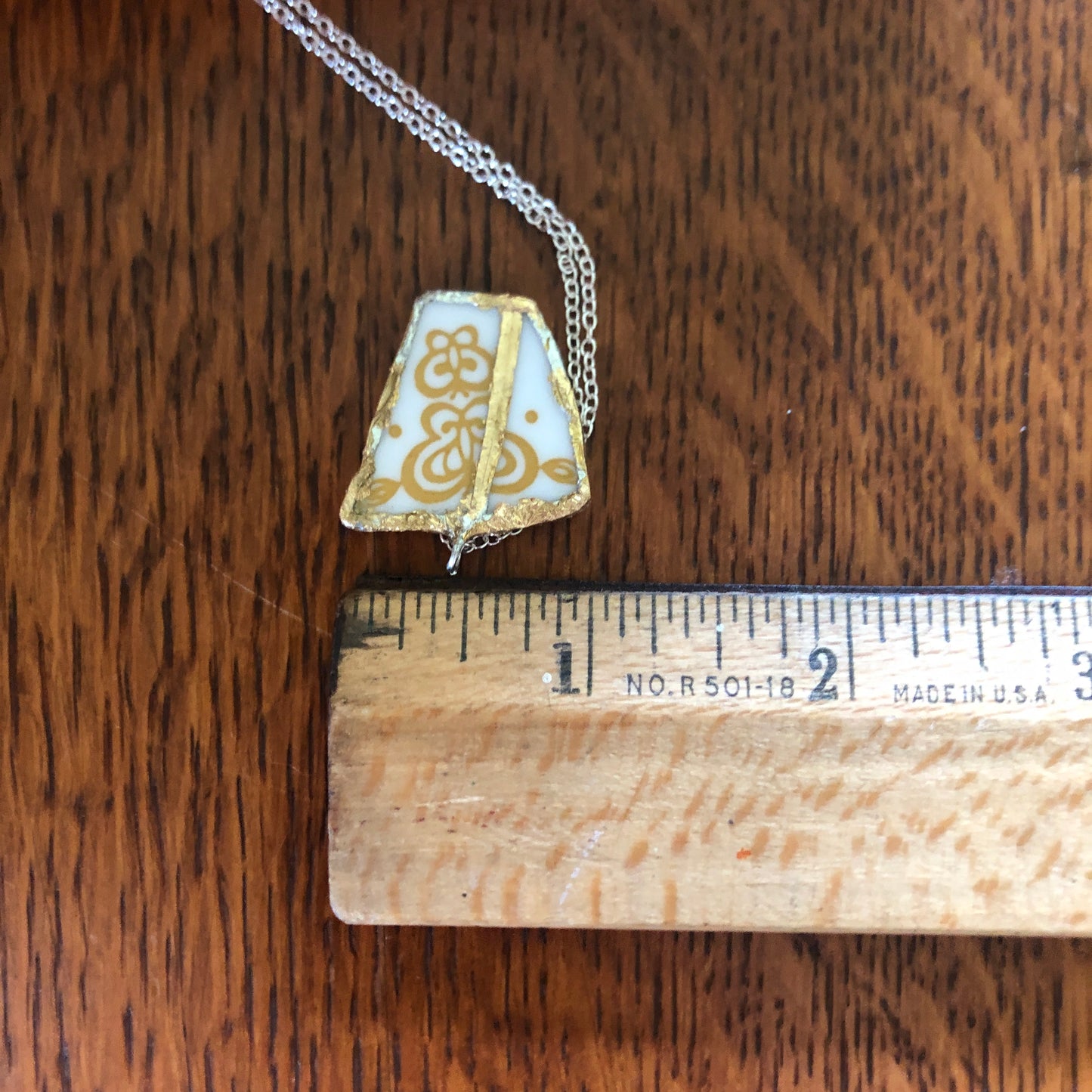 Broken Plate Artisan Made Pendent Corelle Butterfly Gold Plate Handcrafted Necklace 1in x 1in