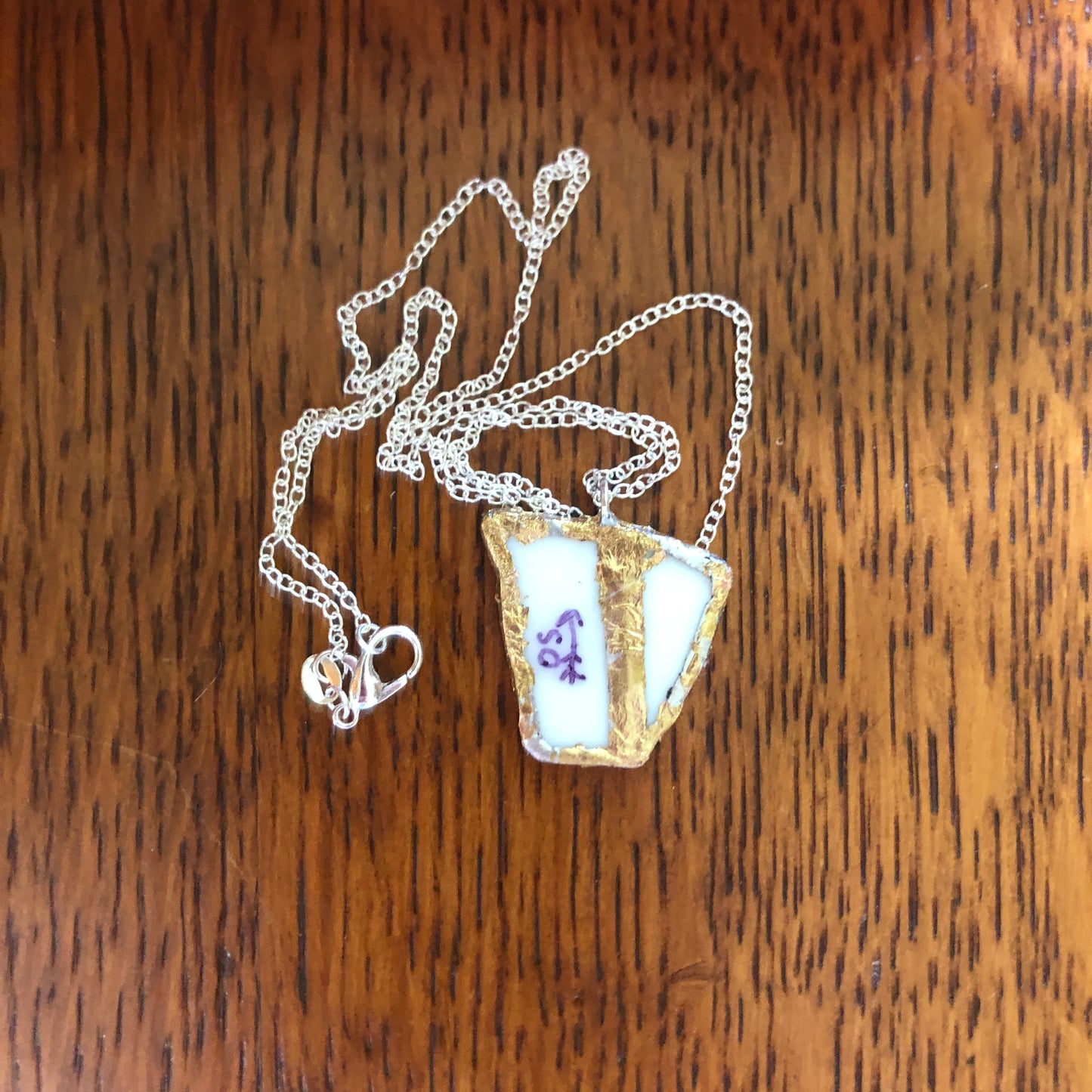 Broken Plate Artisan Made Pendent Corelle Butterfly Gold Plate Handcrafted Necklace 1in x 1in