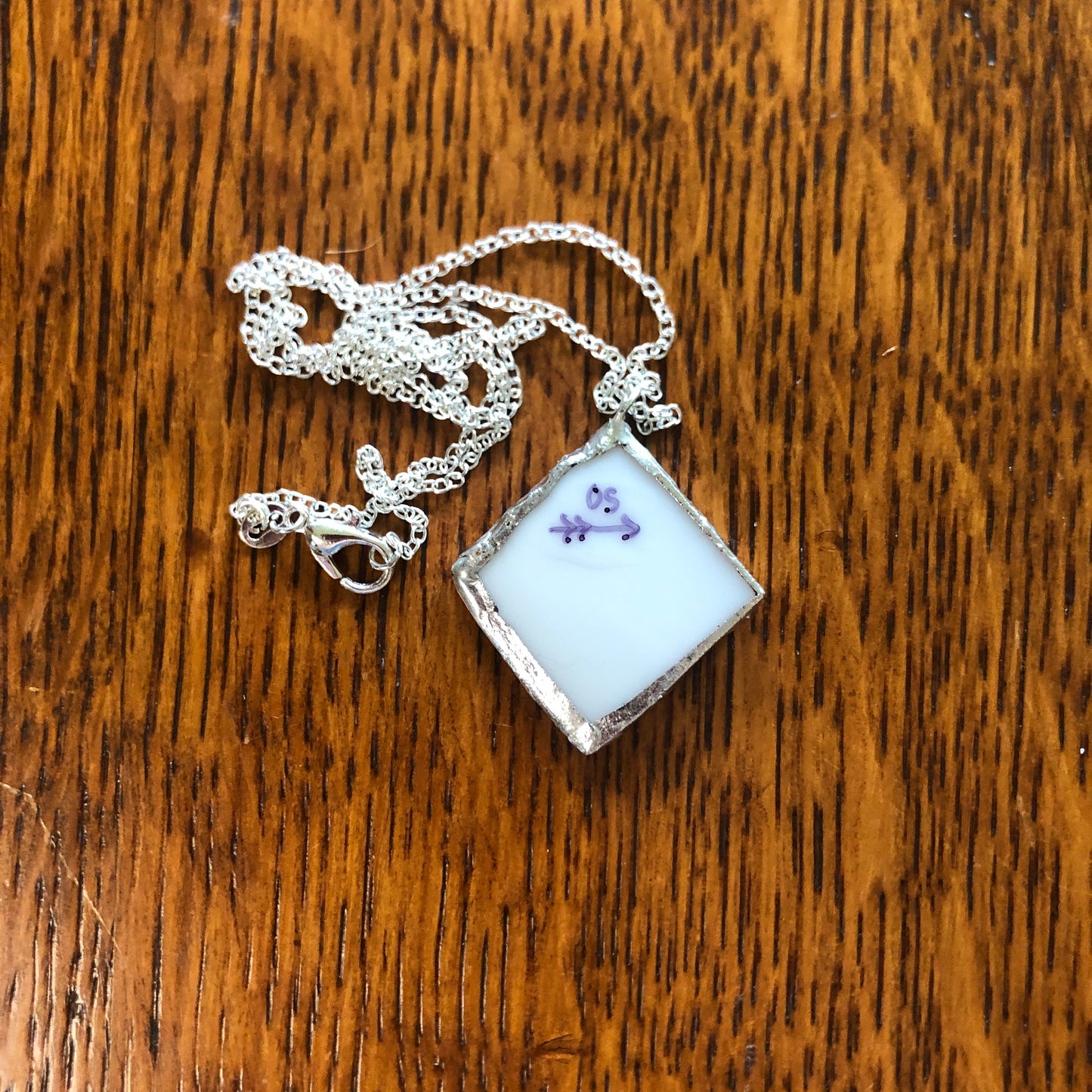 Broken Pottery Artisan Made Pendent Aladdin Fine China Fantasia Occupied Japan Plate Handcrafted Necklace 1.25in x  1.25in