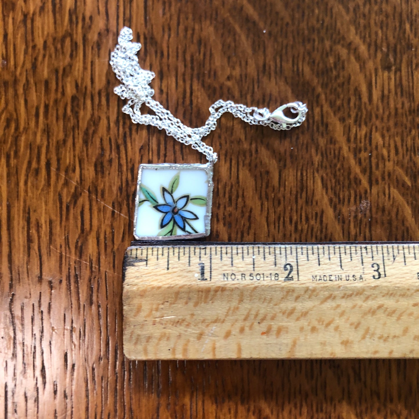 Broken Pottery Artisan Made Pendent Aladdin Fine China Fantasia Occupied Japan Plate Handcrafted Necklace 1.25in x  1.25in