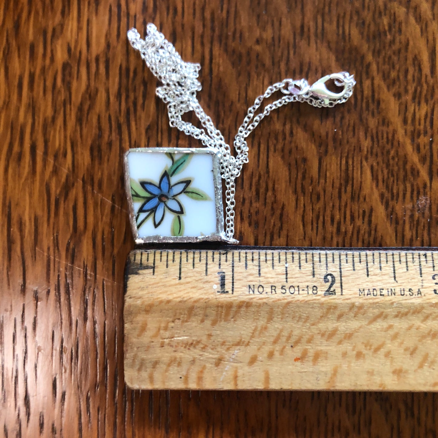 Broken Pottery Artisan Made Pendent Aladdin Fine China Fantasia Occupied Japan Plate Handcrafted Necklace 1.25in x  1.25in